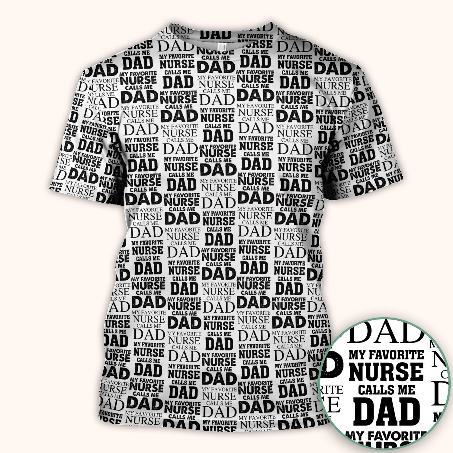 Favorite Nurse Calls Dad Pattern Scrub Top, Comfortable Scrubs for Nurses
