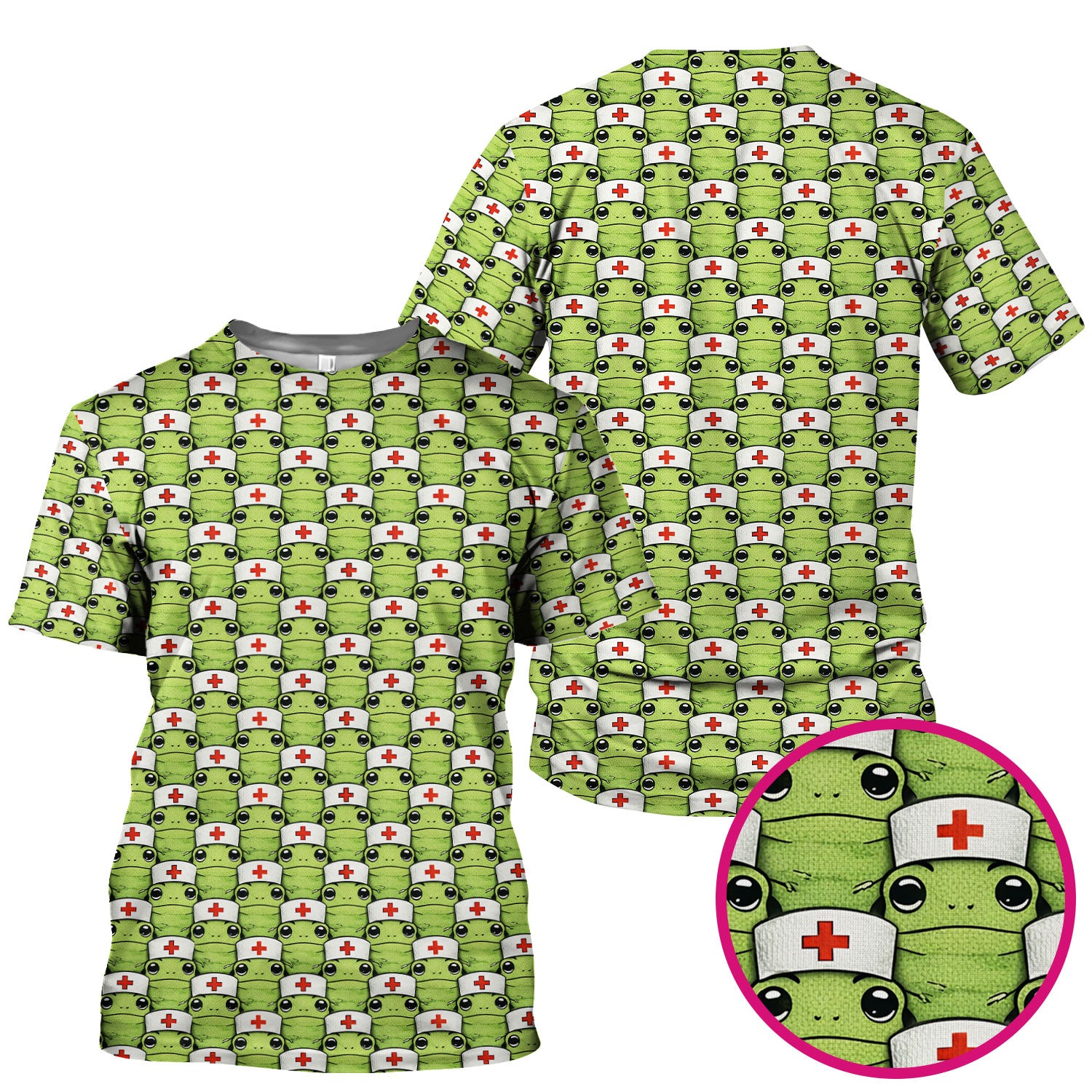 Funny Green Nurse Frog Scrub Top, Comfortable Scrubs for Nurses