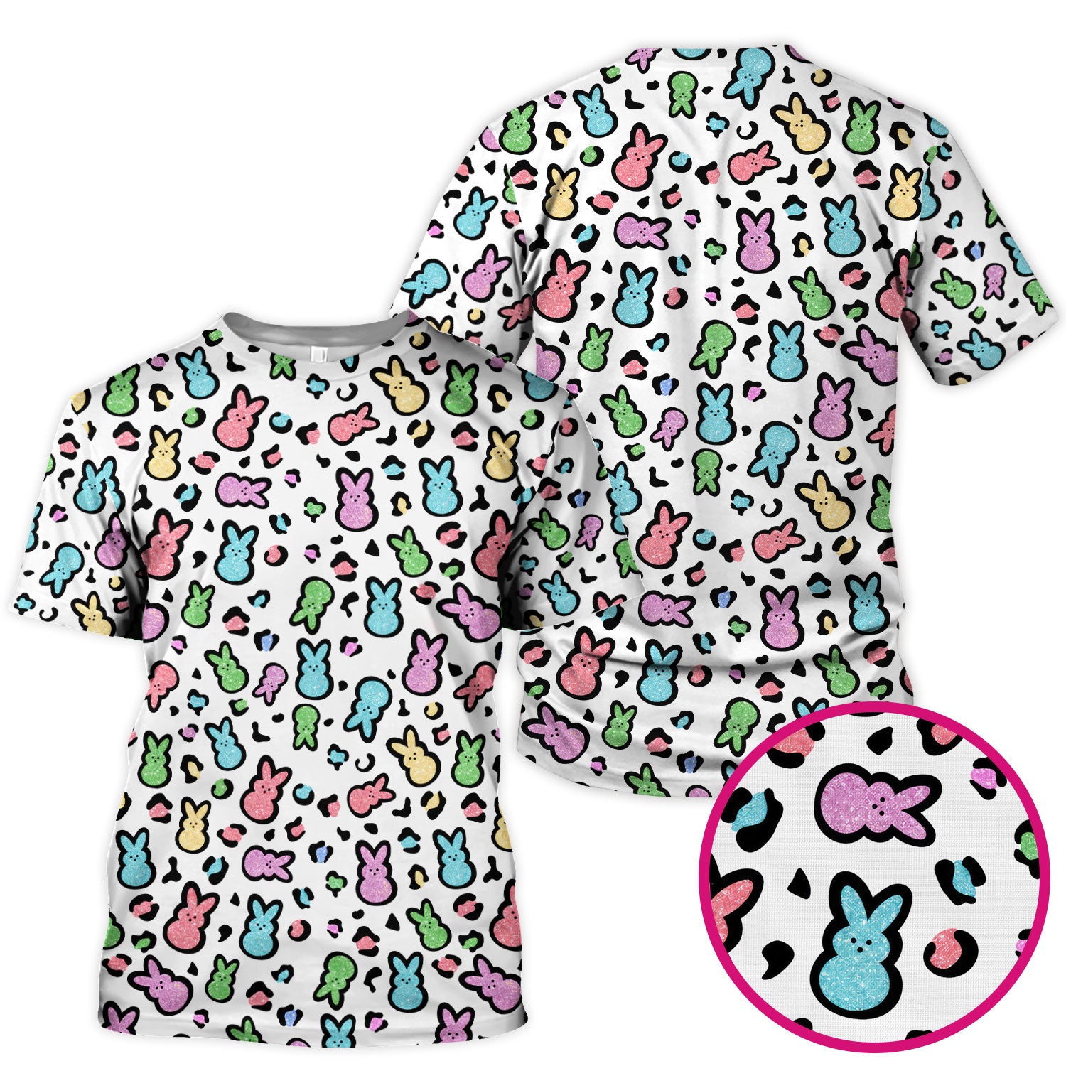 Cute Easter Bunny Pastel Pattern Scrub Top, Comfortable Scrubs for Nurses
