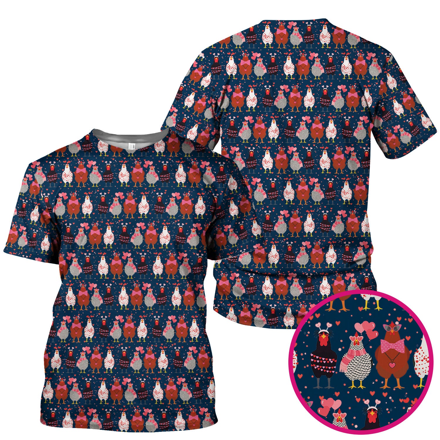 Funny Chicken Valentine Scrub Top, Chicken Pattern Scrub Shirt For Nursing, Valentine Gift For Nurse