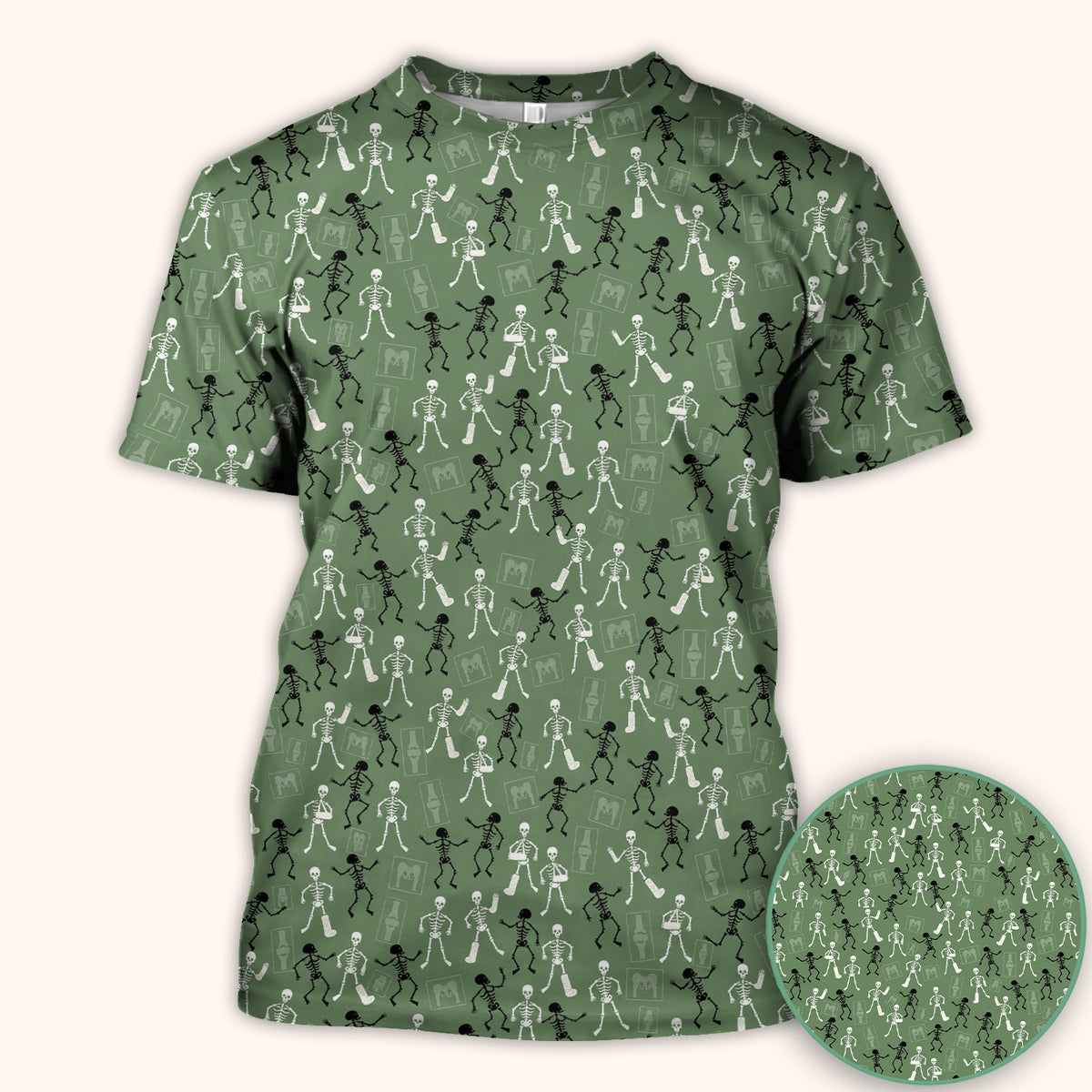 Halloween Orthopedic Skeleton Scrub Top, Comfortable Scrubs for Orthopedic Nurses