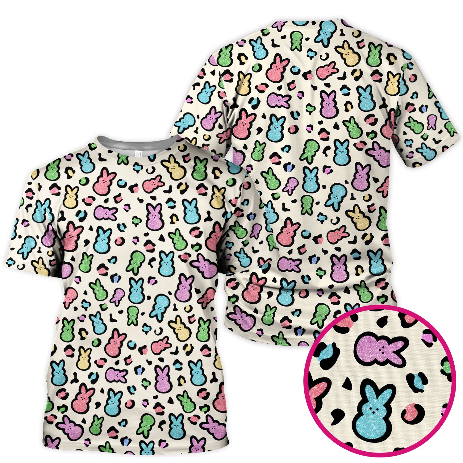Cute Easter Bunny Pastel Pattern Scrub Top, Comfortable Scrubs for Nurses