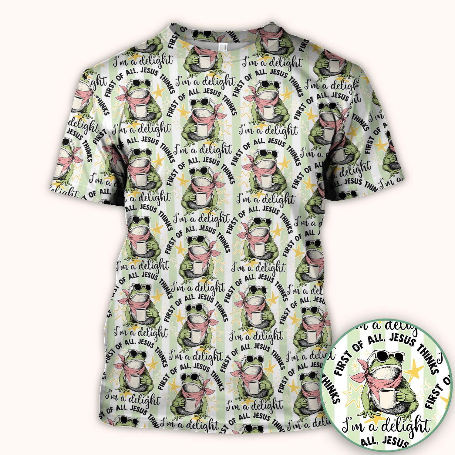 Funny Frog Coffee Quote Pattern Scrub Top, Comfortable Scrubs for Nurses
