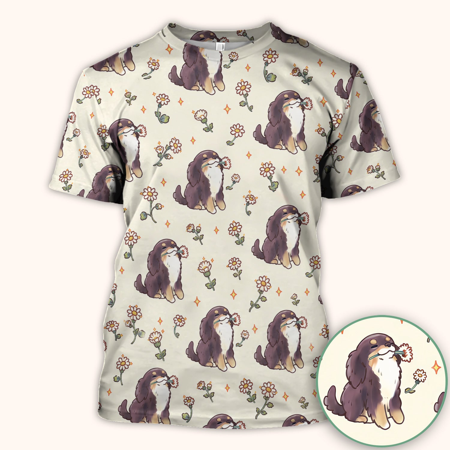 Cute Floral Otter Holding Daisy Pattern Scrub Top, Comfortable Scrubs for Nurses