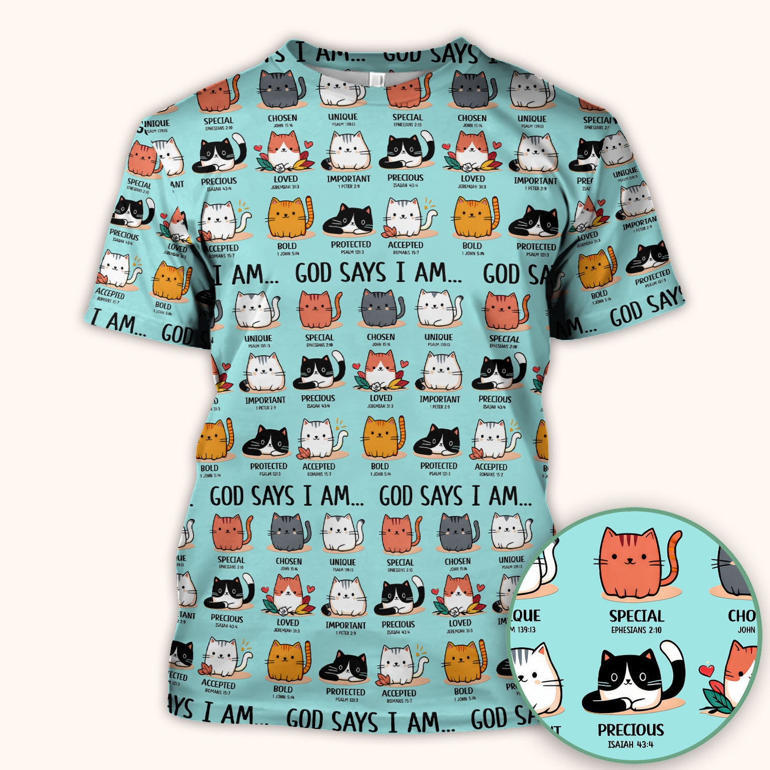Cute Christian Cat God Says I Am Scrub Top, Comfortable Scrubs for Nurses
