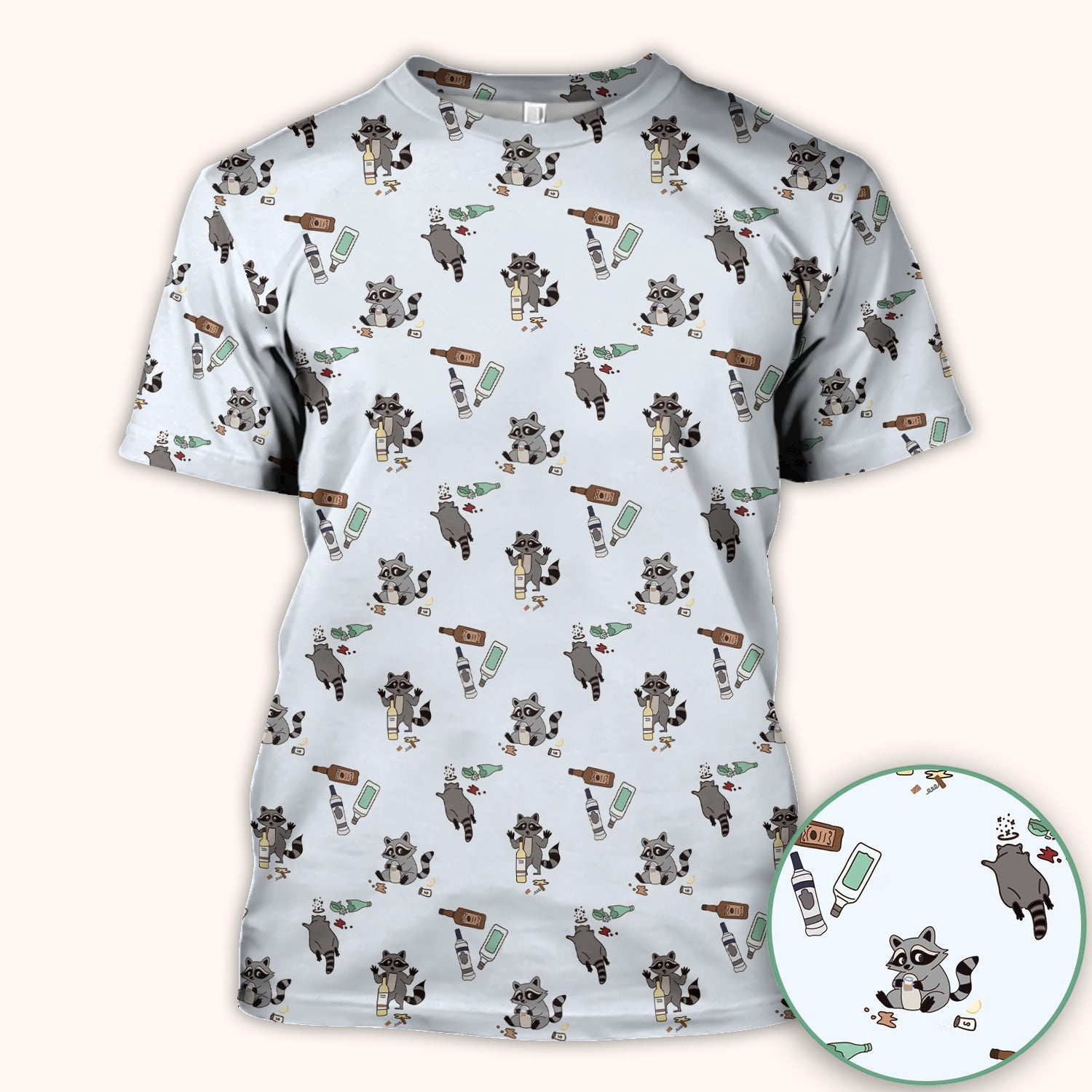 Messy Drunk Raccoon Pattern Scrub Top, Comfortable Scrubs for Nurses