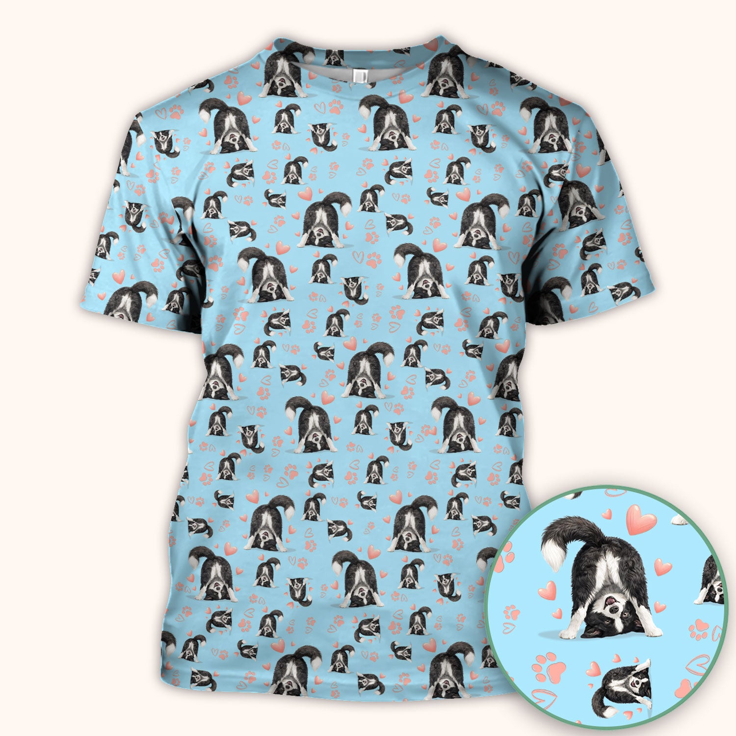 Cute Puppy Heart Medical Pattern Scrub Top, Comfortable Scrubs for Nurses