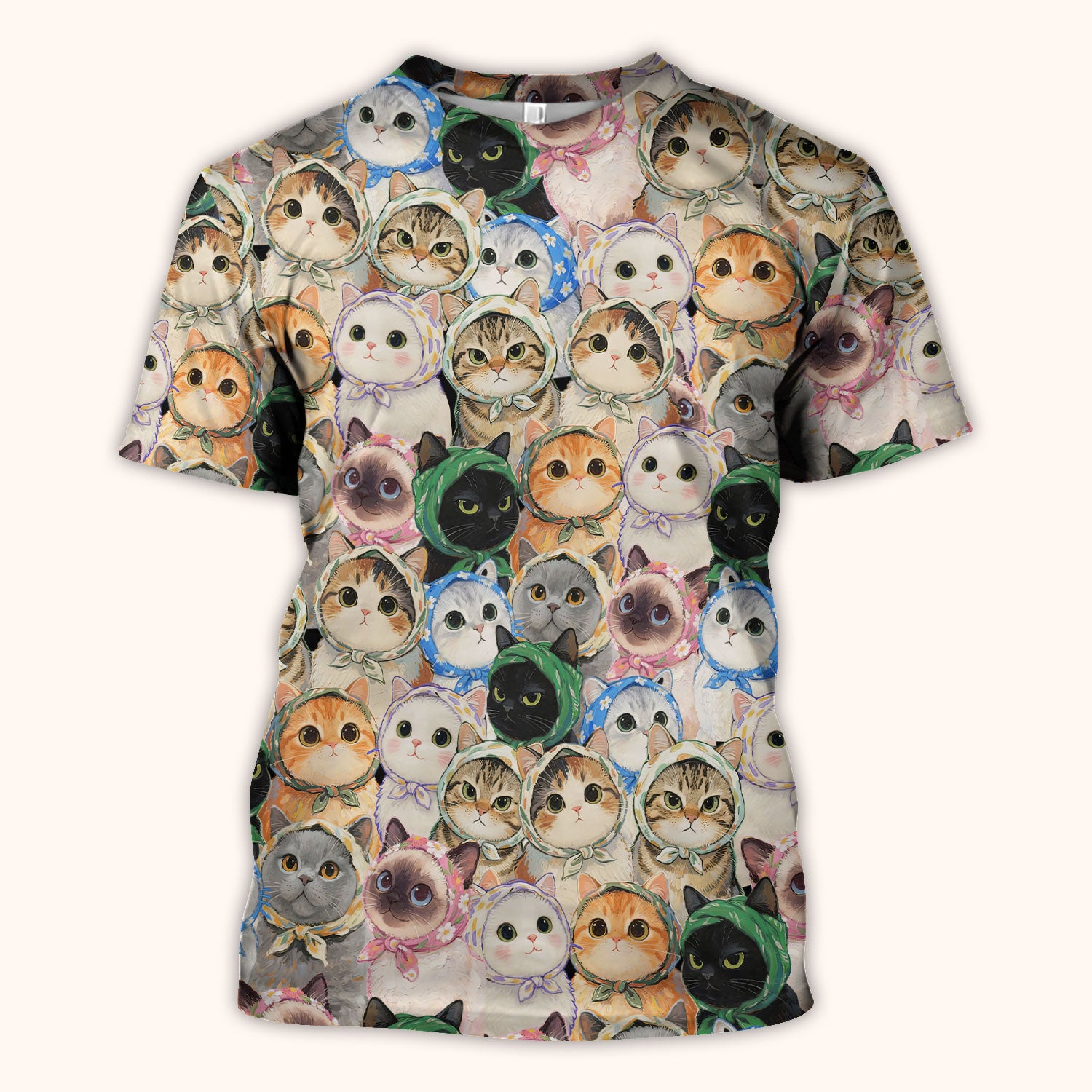 Adorable Multi Cat Portrait Pattern Scrub Top, Comfortable Scrubs for Nurses
