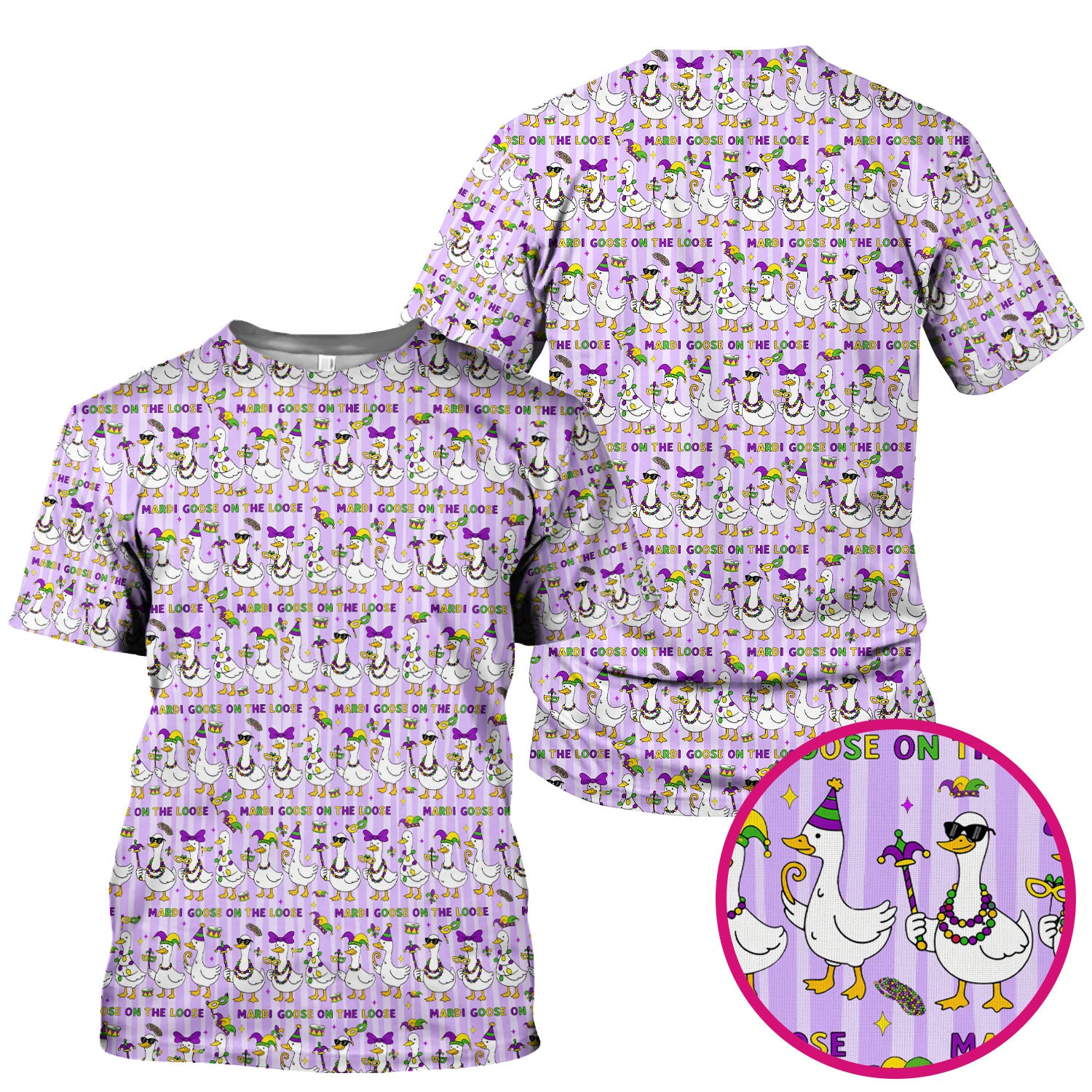 Mardi Gras Goose Nurse Scrub Top, Funny Carnival Medical Pattern Nurse Shirt, Breathable Fabrics Nursing Uniform