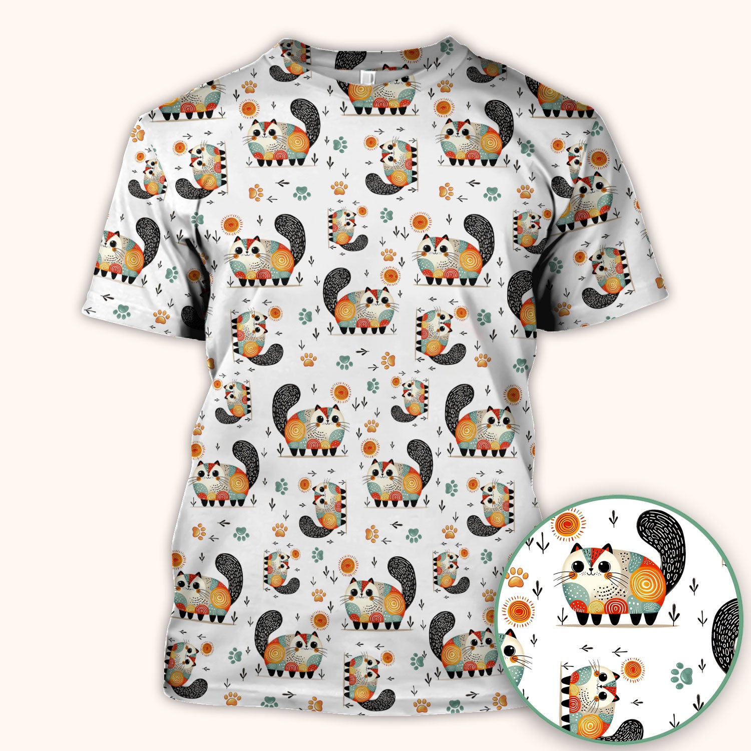 Playful Cat Illustration Nurse Scrub Top, Comfortable Scrubs for Nurses