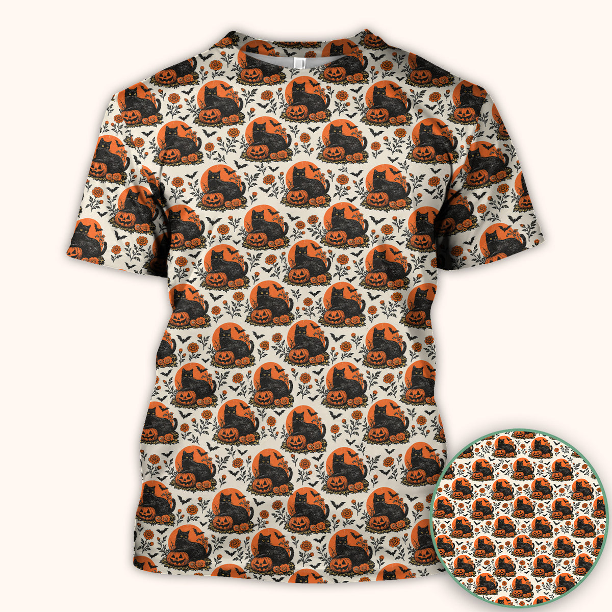 Halloween Black Cat Energy Pattern Scrub Top, Comfortable Scrubs for Nurses