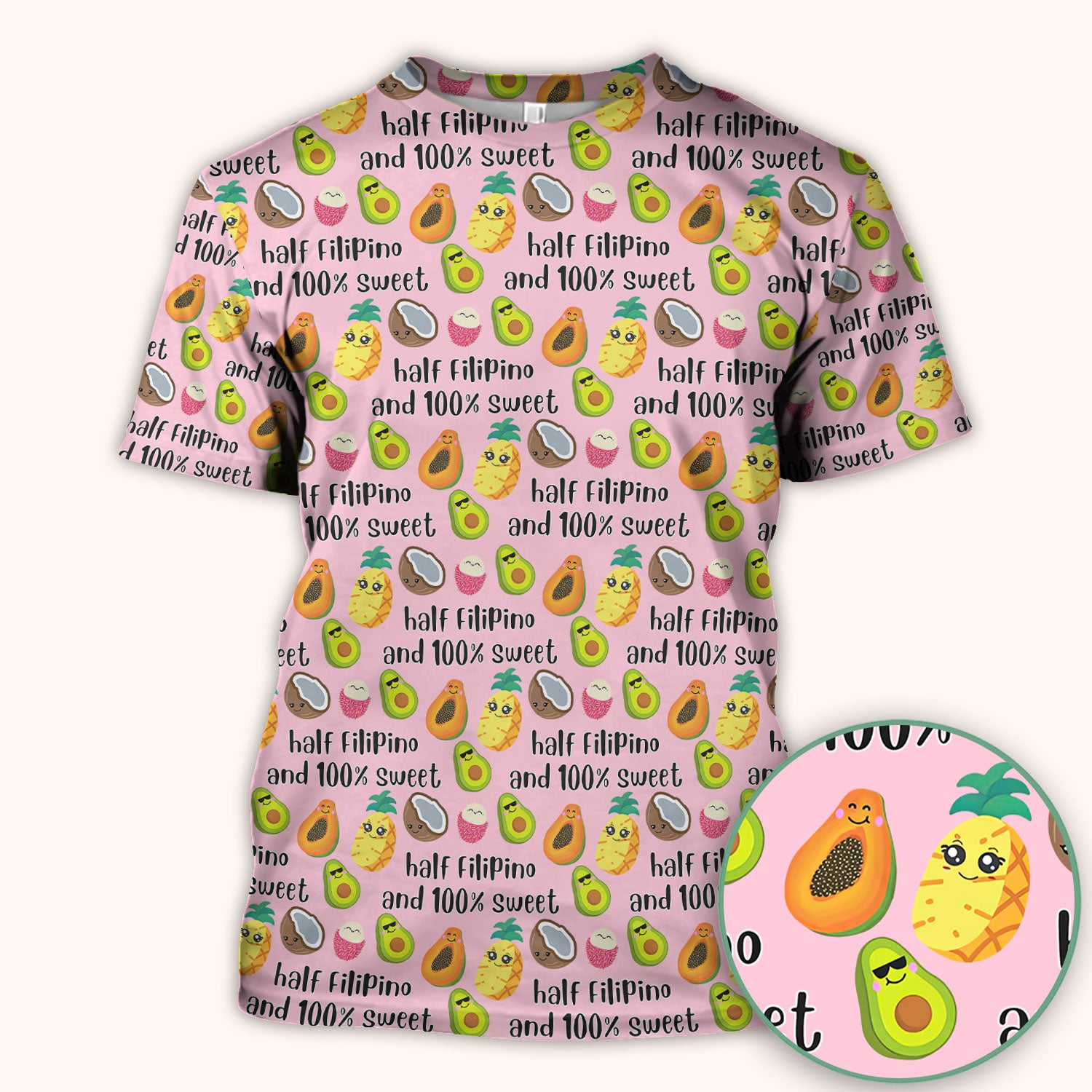 Playful Avocado Fruit Print Filipino Quote Scrub Top, Breathable Fabrics Nursing Uniform