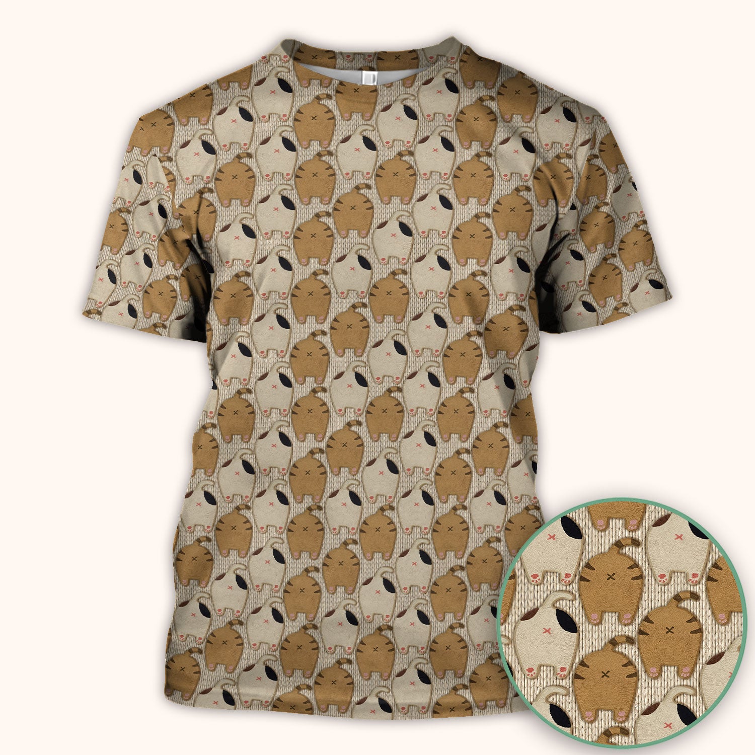 Cute Cat Nurse Scrub Top, Cozy Minimal Animal Pattern Medical Shirt, Breathable Fabrics Nursing Uniform