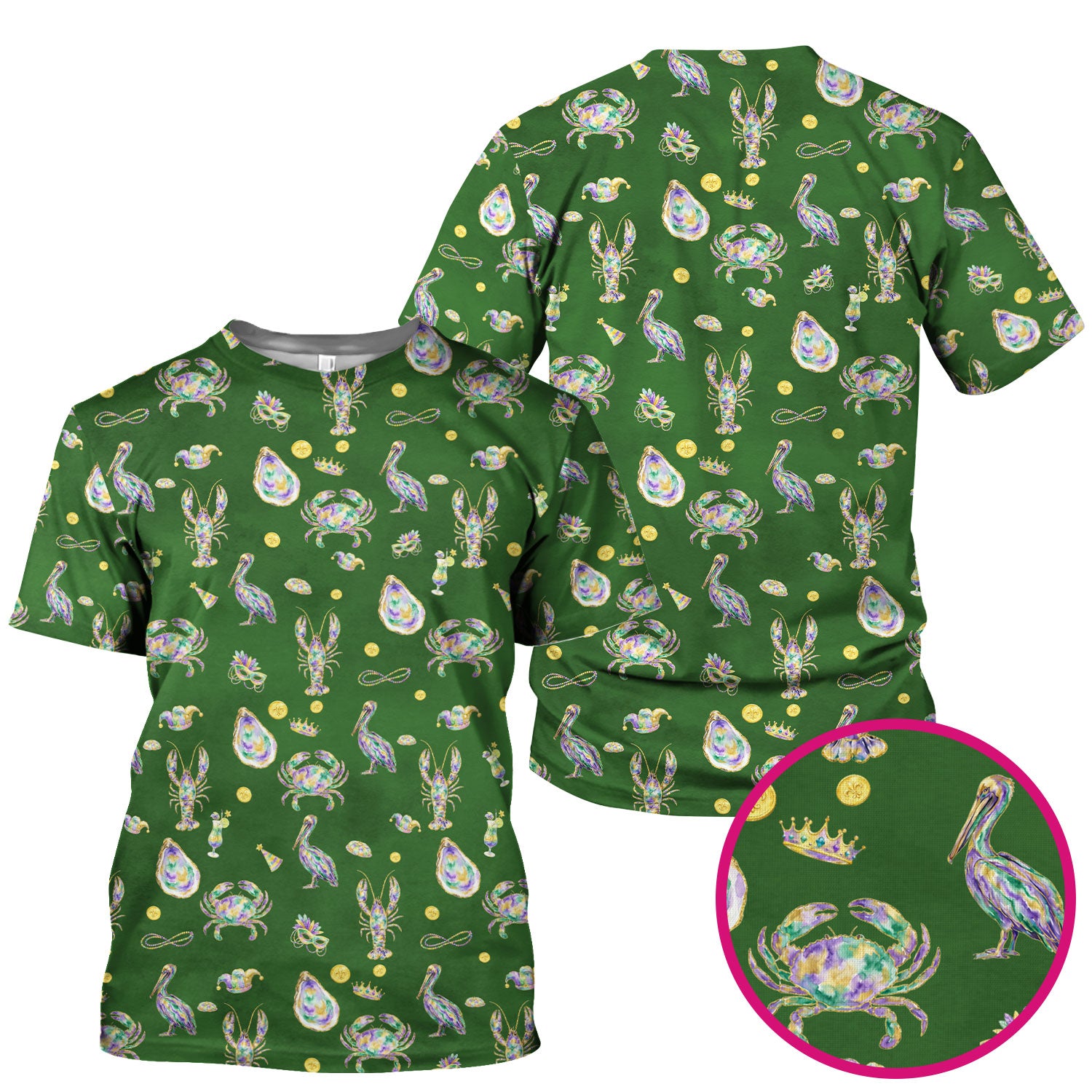 Mardi Gras Seafood Nurse Scrub Top, Comfortable Uniform Scrubs For Nursing