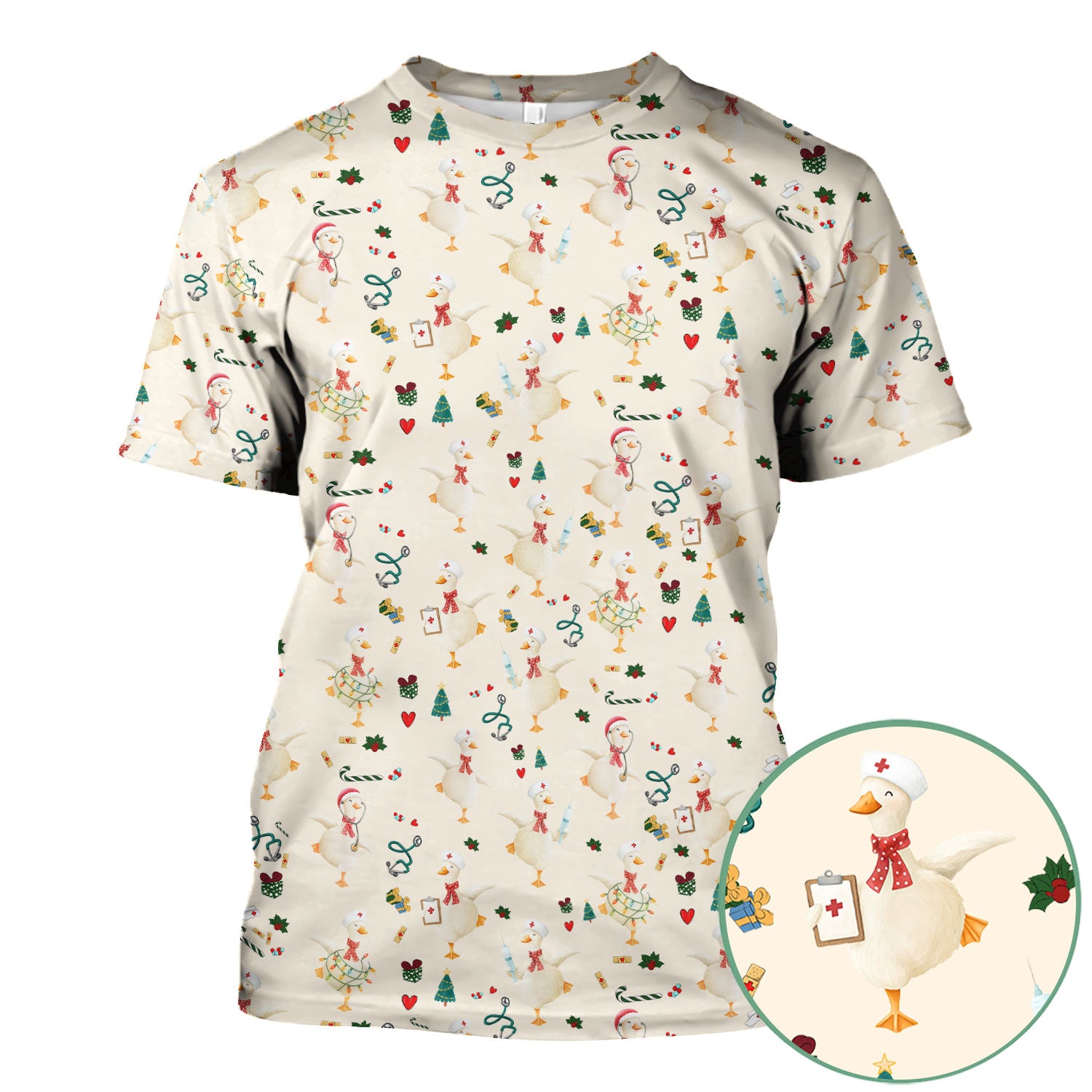 Christmas Goose Nurse Scrub - Funny Holiday RN Shirt - Cute Medical Staff Xmas Top - Nursing Student Gift
