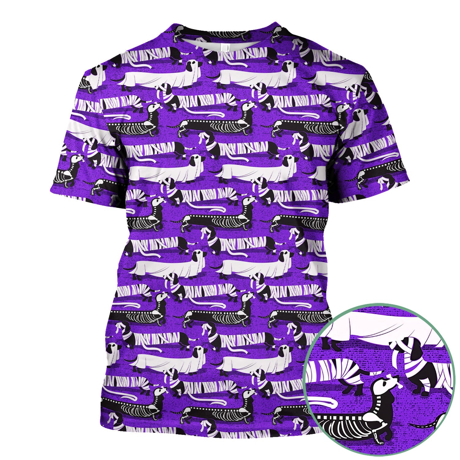 Halloween Dachshund Scrub Top - Funny Dog Skeleton Scrub Shirt Multi Color - Cute Halloween Scrubs Gift for Nurse, CNA, RN, Doctor