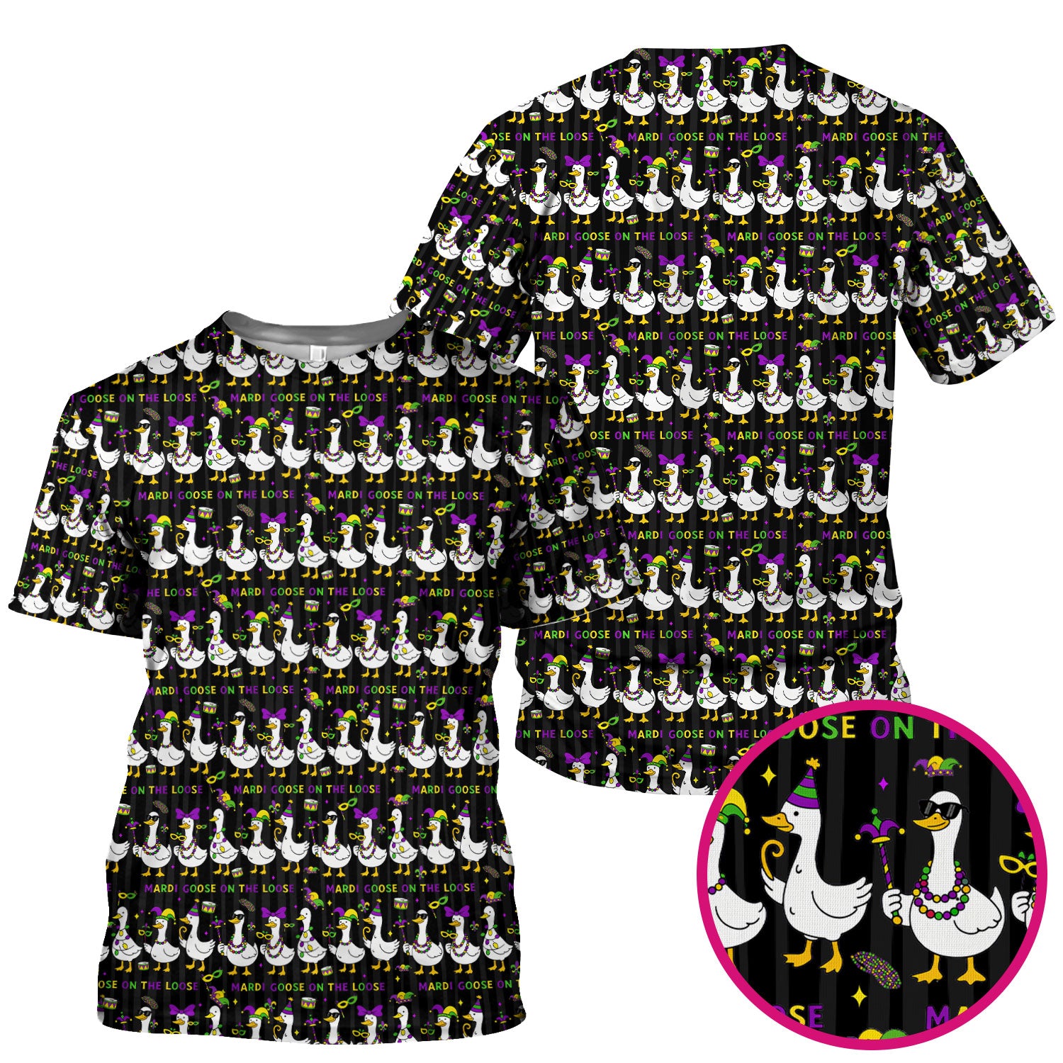Mardi Gras Goose Nurse Scrub Top, Funny Carnival Medical Pattern Nurse Shirt, Breathable Fabrics Nursing Uniform