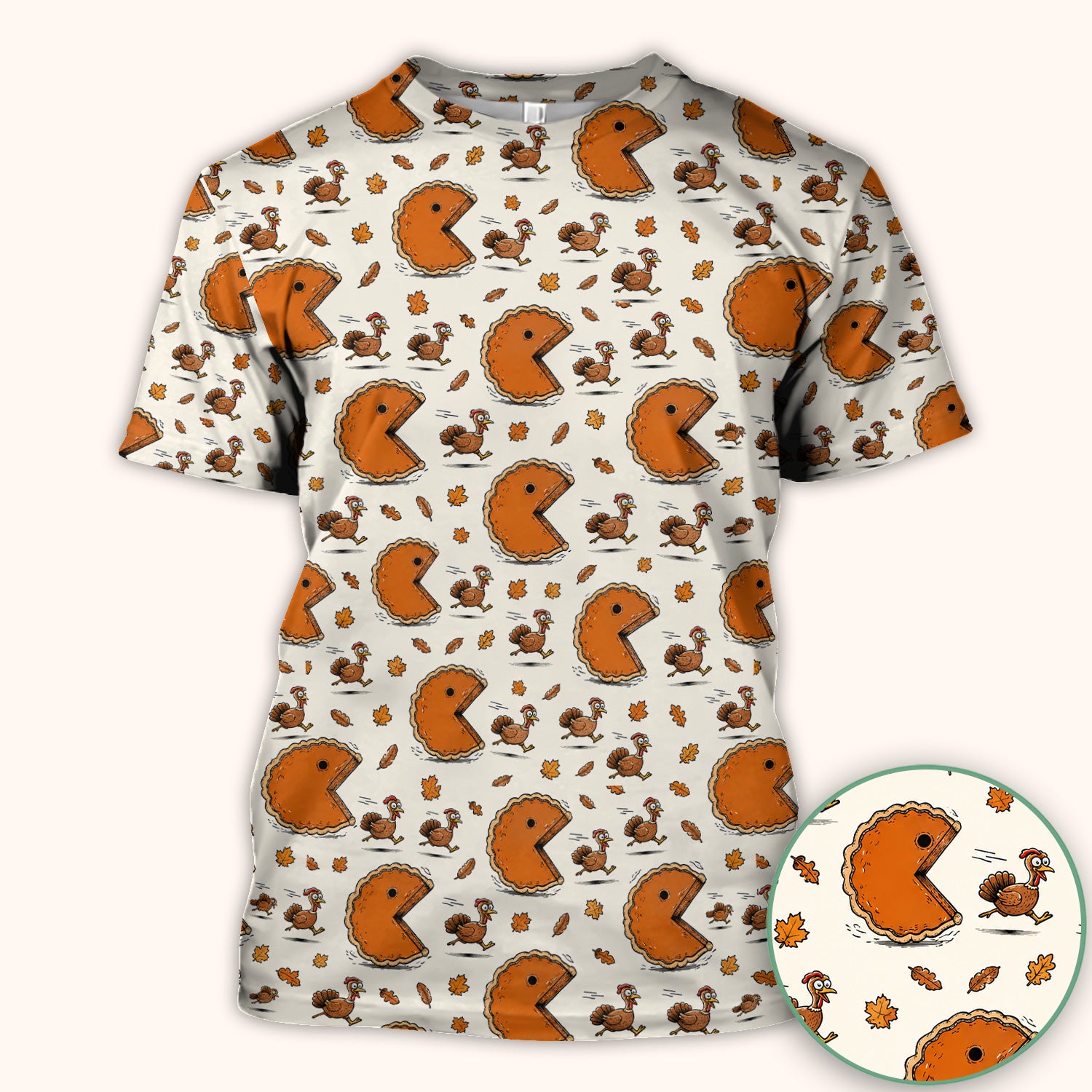 Thanksgiving Pie Chasing Turkey Scrub Top, Comfortable Scrubs for Nurses