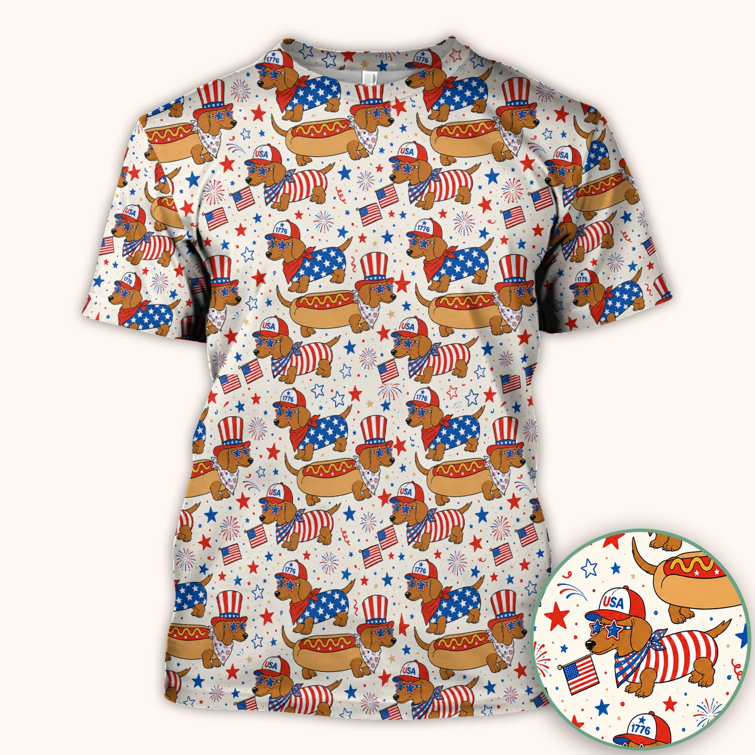 Patriotic Dachshund Fourth Of July Scrub Top, Comfortable Scrubs for Nurses