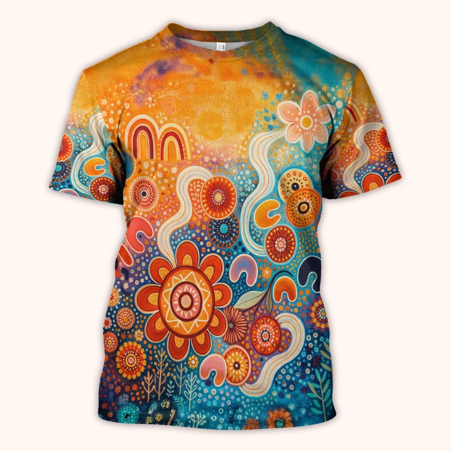 Australian Dot Art Inspired Scrub Top, Artistic Boho Pattern Nurse Shirt, Comfortable Scrubs For Nursing