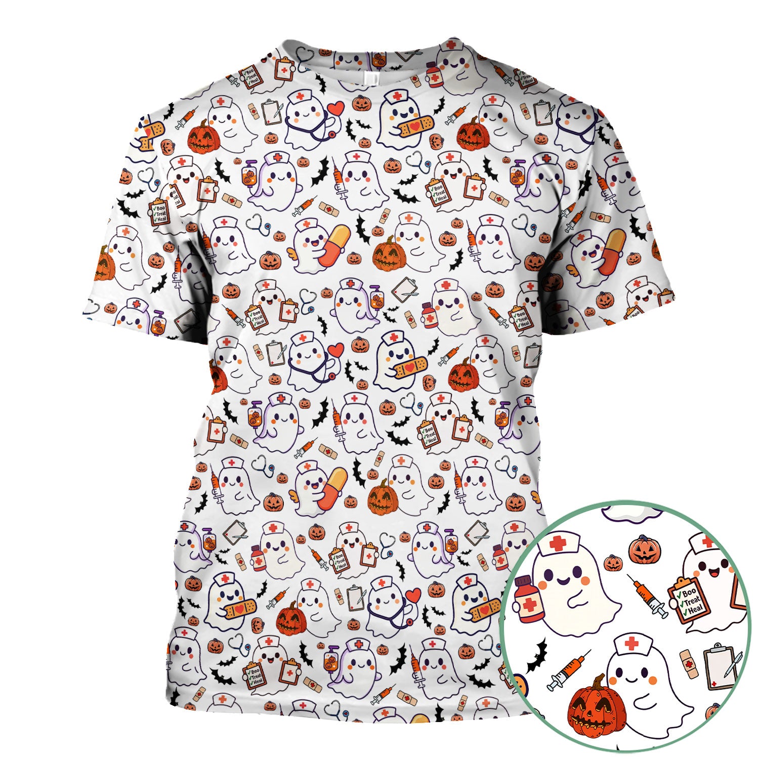 Halloween Scrubs for Women - Pumpkin Shirt - Comfortable Scrubs for Nurses - Breathable Fabrics Nursing Uniform - Holiday Gift for Her