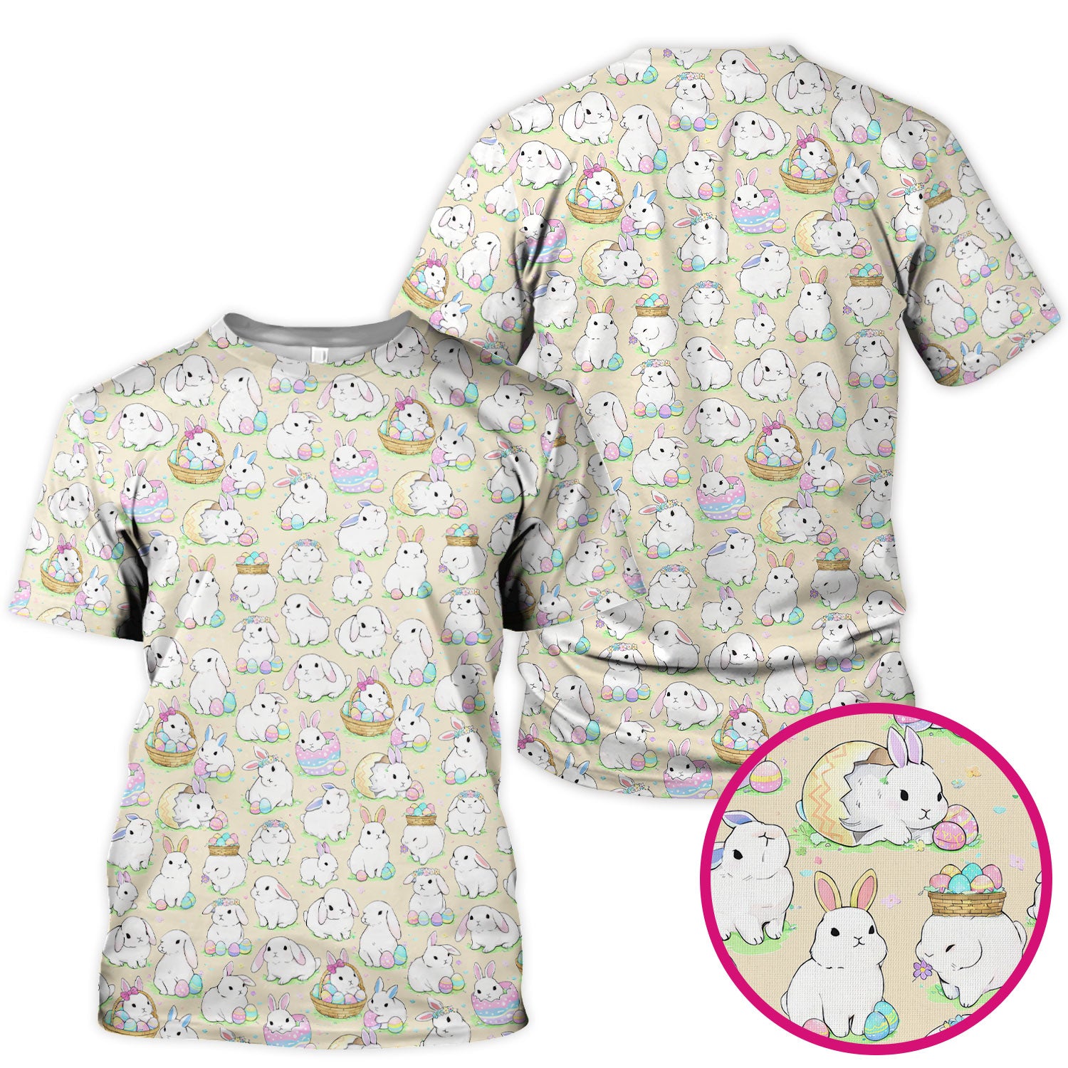 Cute Easter Bunny Egg Pattern Scrub Top, Comfortable Scrubs for Nurses