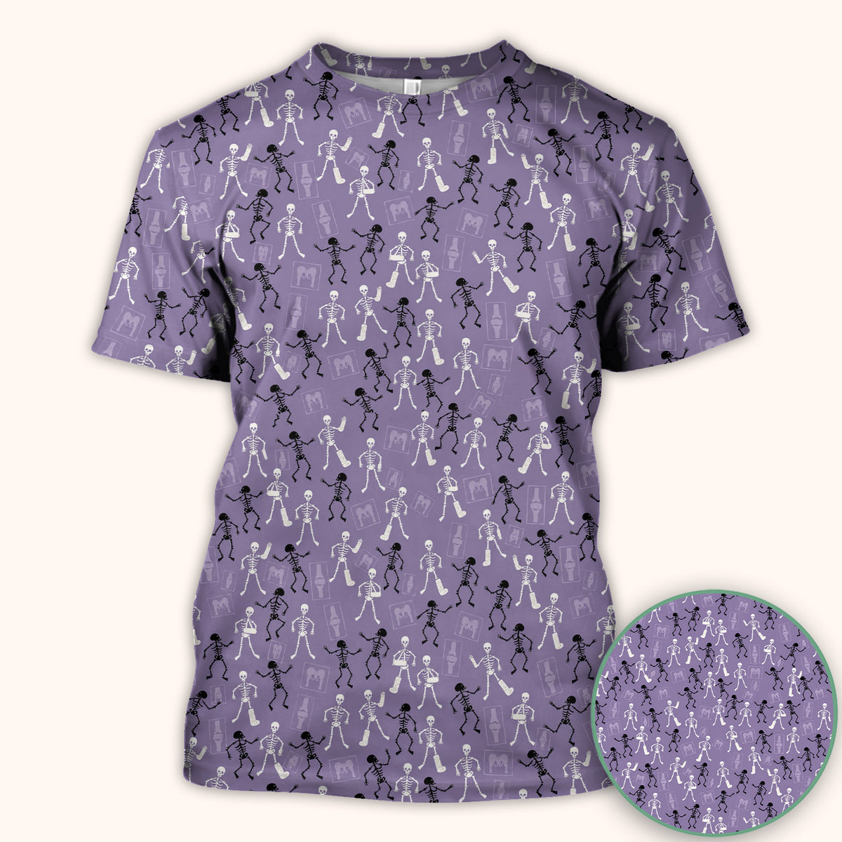 Halloween Orthopedic Skeleton Scrub Top, Comfortable Scrubs for Orthopedic Nurses