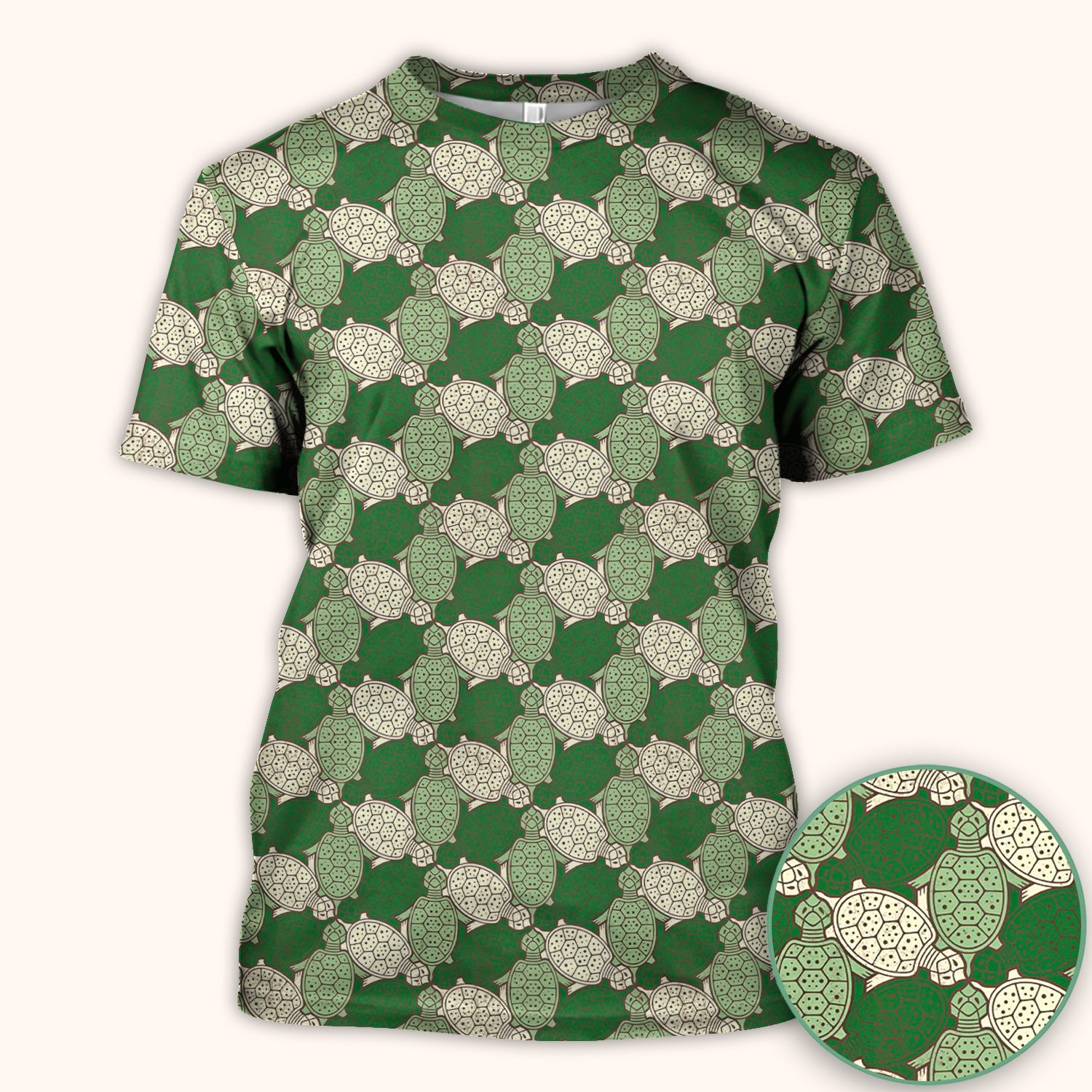 Green Sea Turtle Shell Pattern Scrub Top, Comfortable Scrubs for Nurses