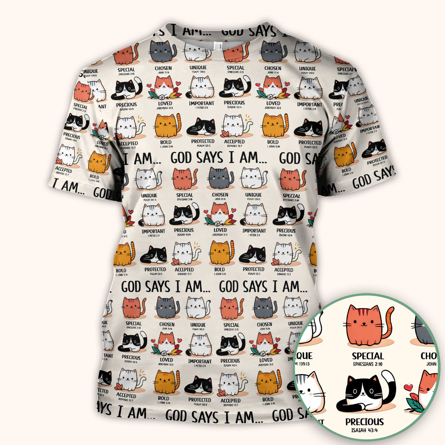 Cute Christian Cat God Says I Am Scrub Top, Comfortable Scrubs for Nurses