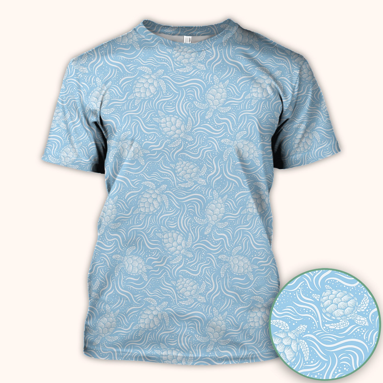 Cute Ocean Sea Turtle Waves Pattern Scrub Top, Comfortable Scrubs for Nurses