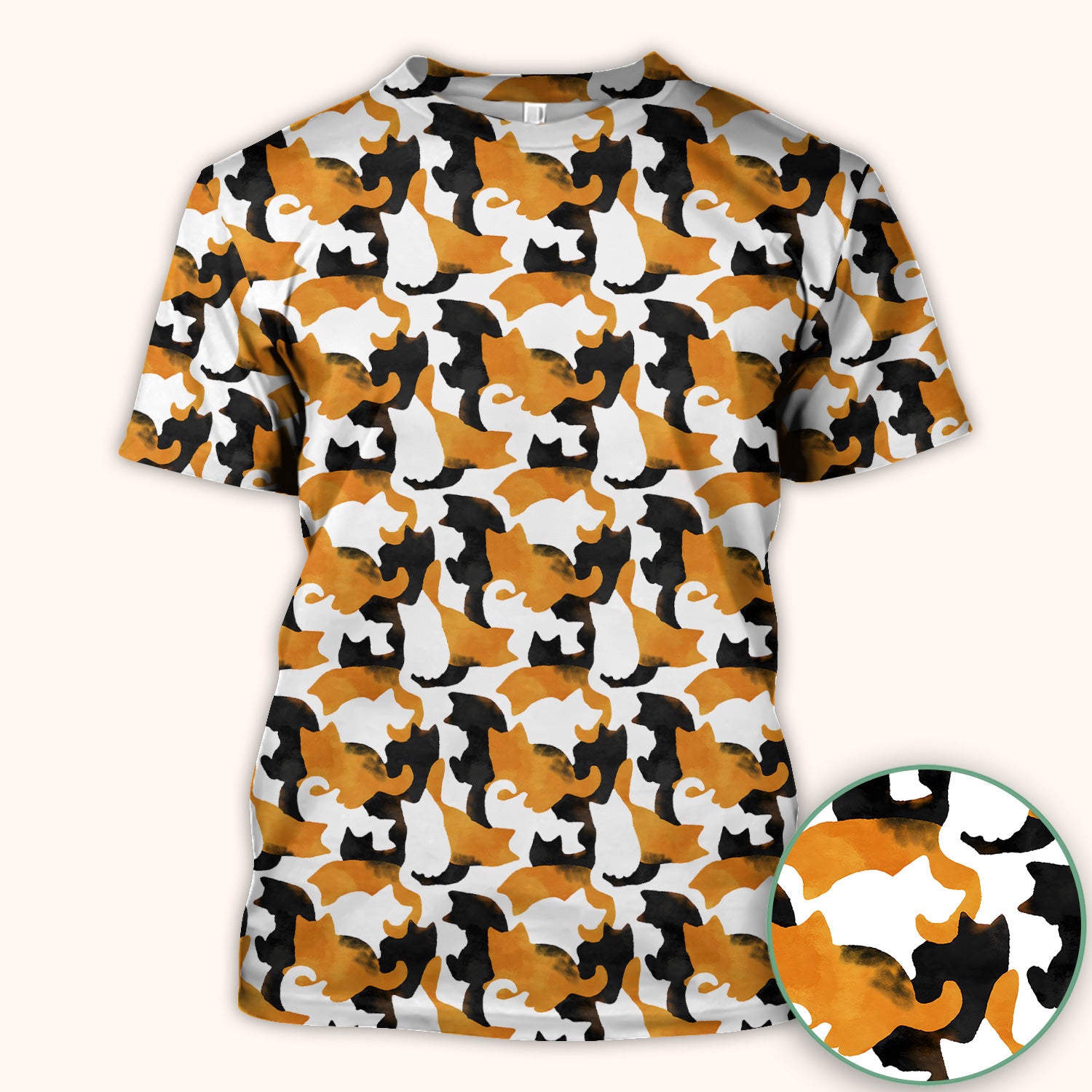 Calico Cat Silhouette Nurse Scrub Top for RN, CNA, Veterinary Staff, Cat Lover Uniform