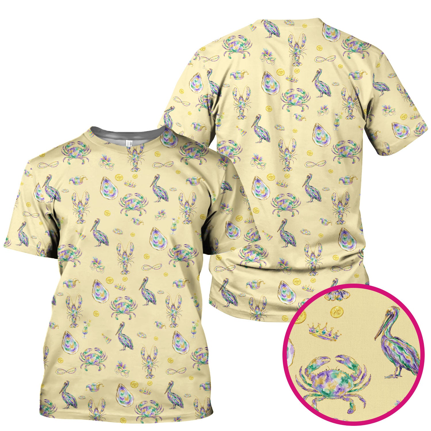 Mardi Gras Seafood Nurse Scrub Top, Comfortable Uniform Scrubs For Nursing
