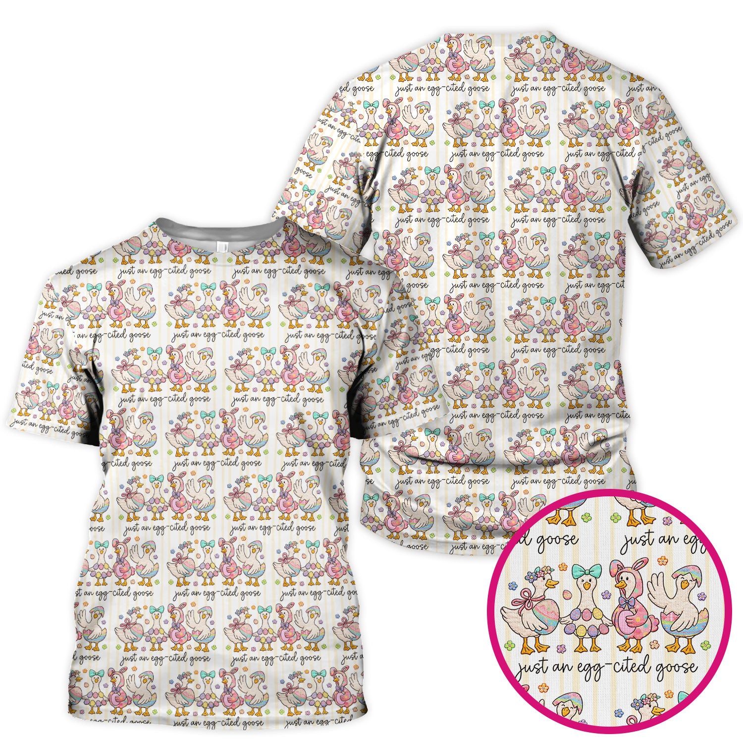 Cute Easter Goose Egg Pattern Scrubs Top, Breathable Fabrics Nursing Uniform
