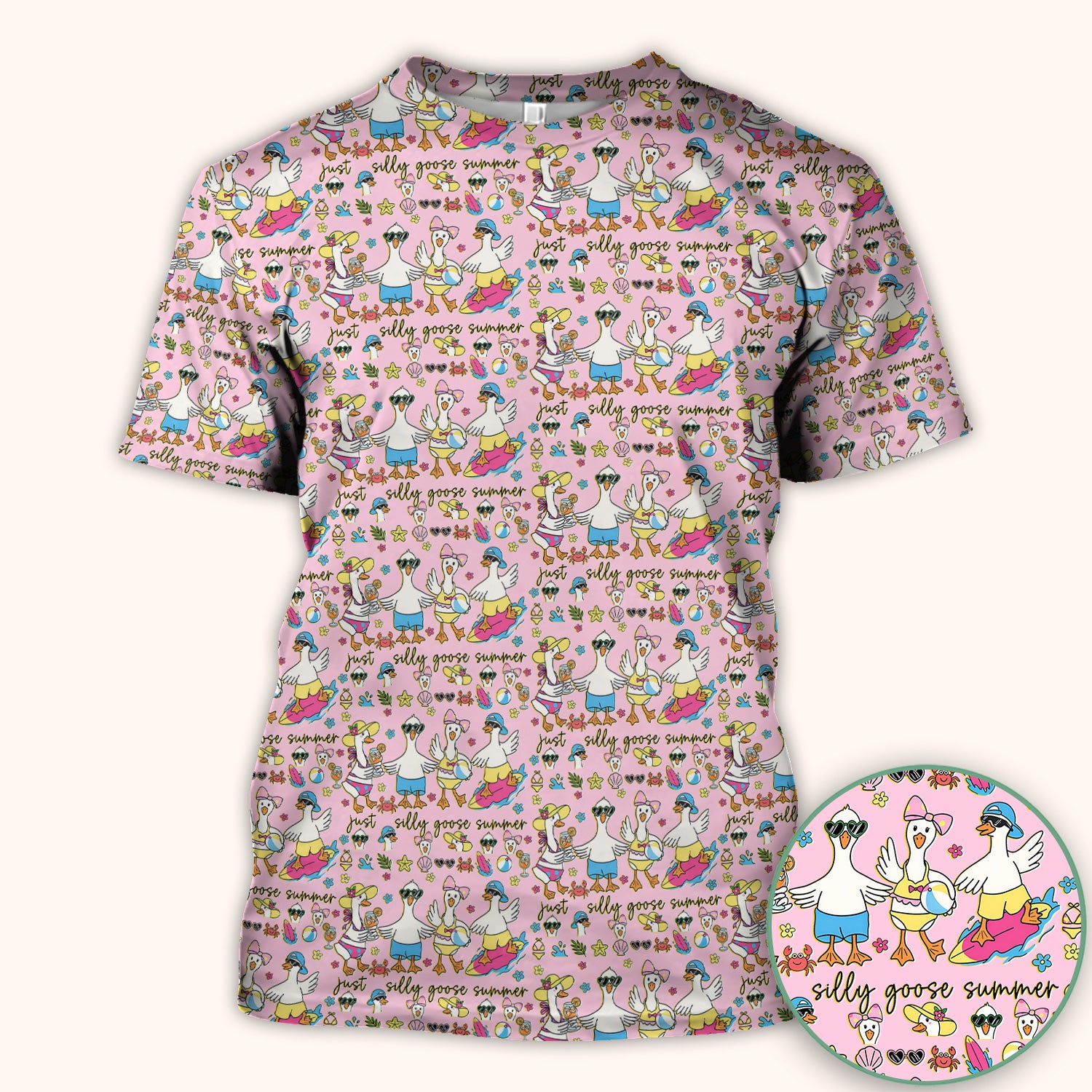 Silly Goose Summer Pattern Scrub Top, Breathable Fabrics Nursing Uniform