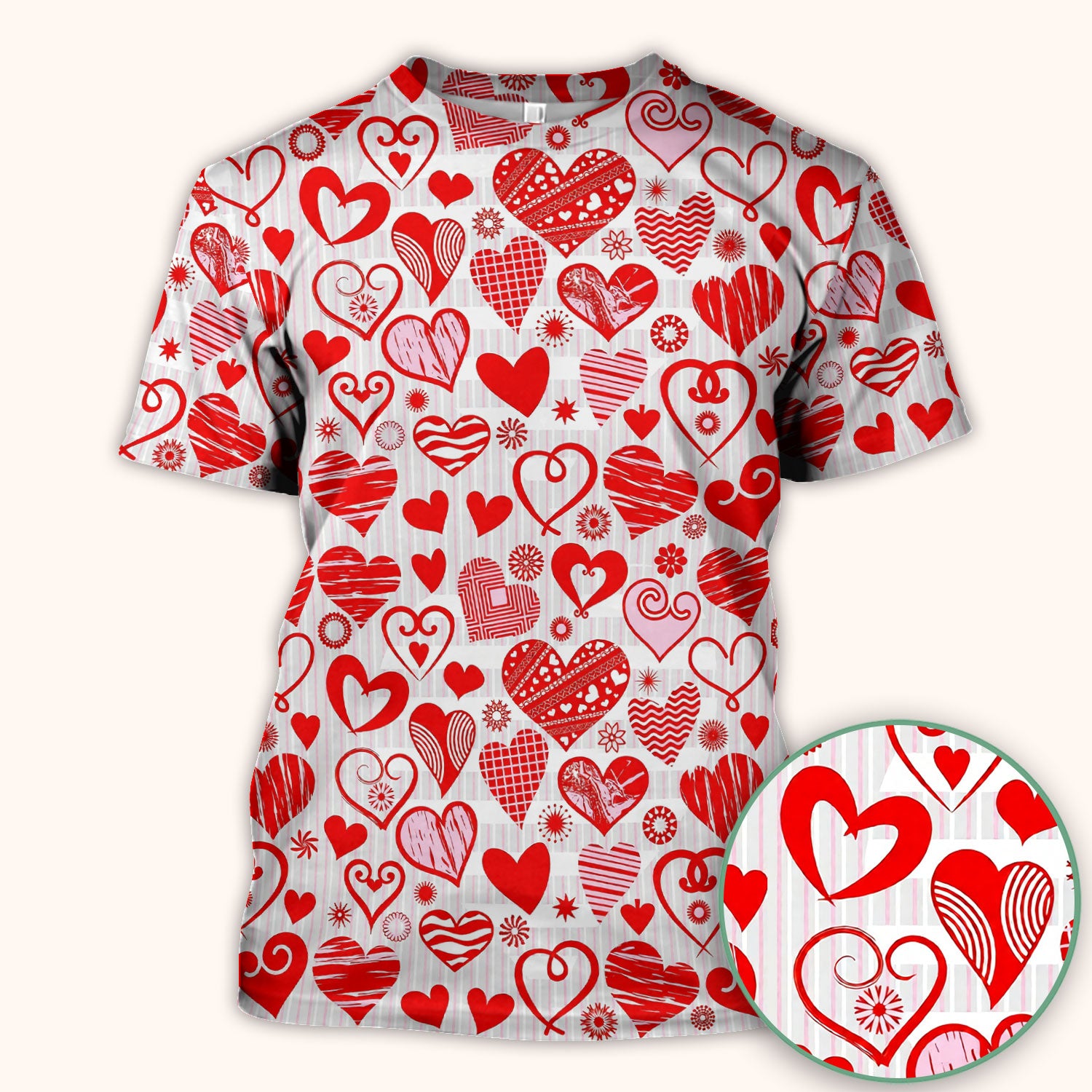 Hearts Scrub Top For Nursing, Valentine Heart Pattern Nurse Shirt, Comfortable Scrubs For Nurses