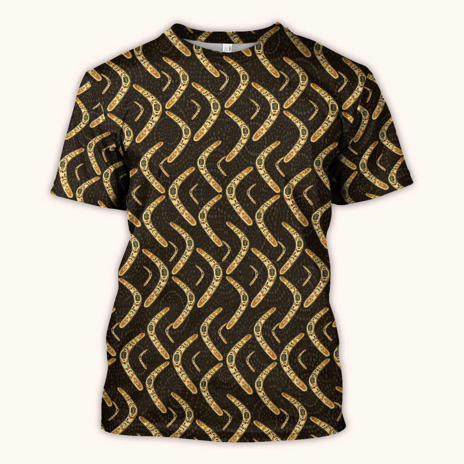 Aboriginal Boomerang Pattern Nurse Scrub Top, Breathable Fabrics Nursing Uniform