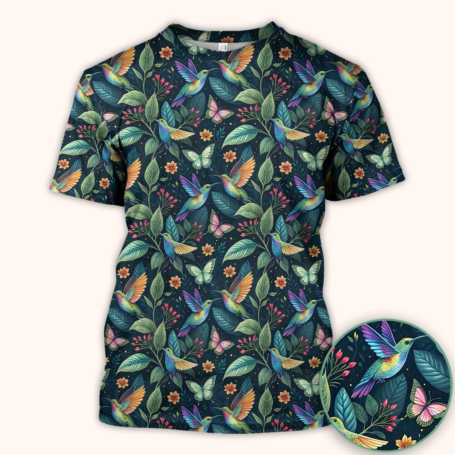 Vibrant Hummingbird Garden Nurse for RN, CNA, Botanical Medical Scrub Top, Comfortable Scrubs for Nurses