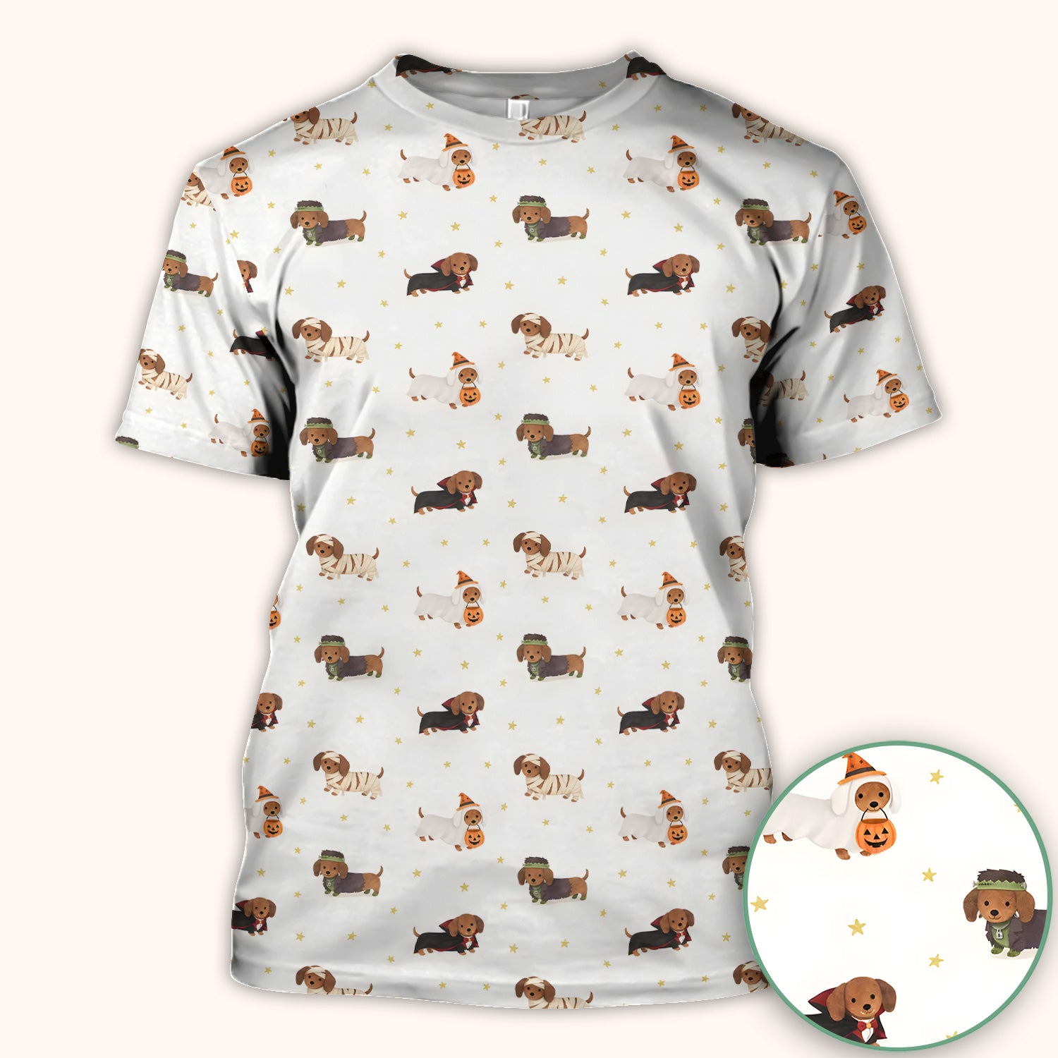 Halloween Dachshund Costumes Print Scrub Top, Comfortable Scrubs for Nurses