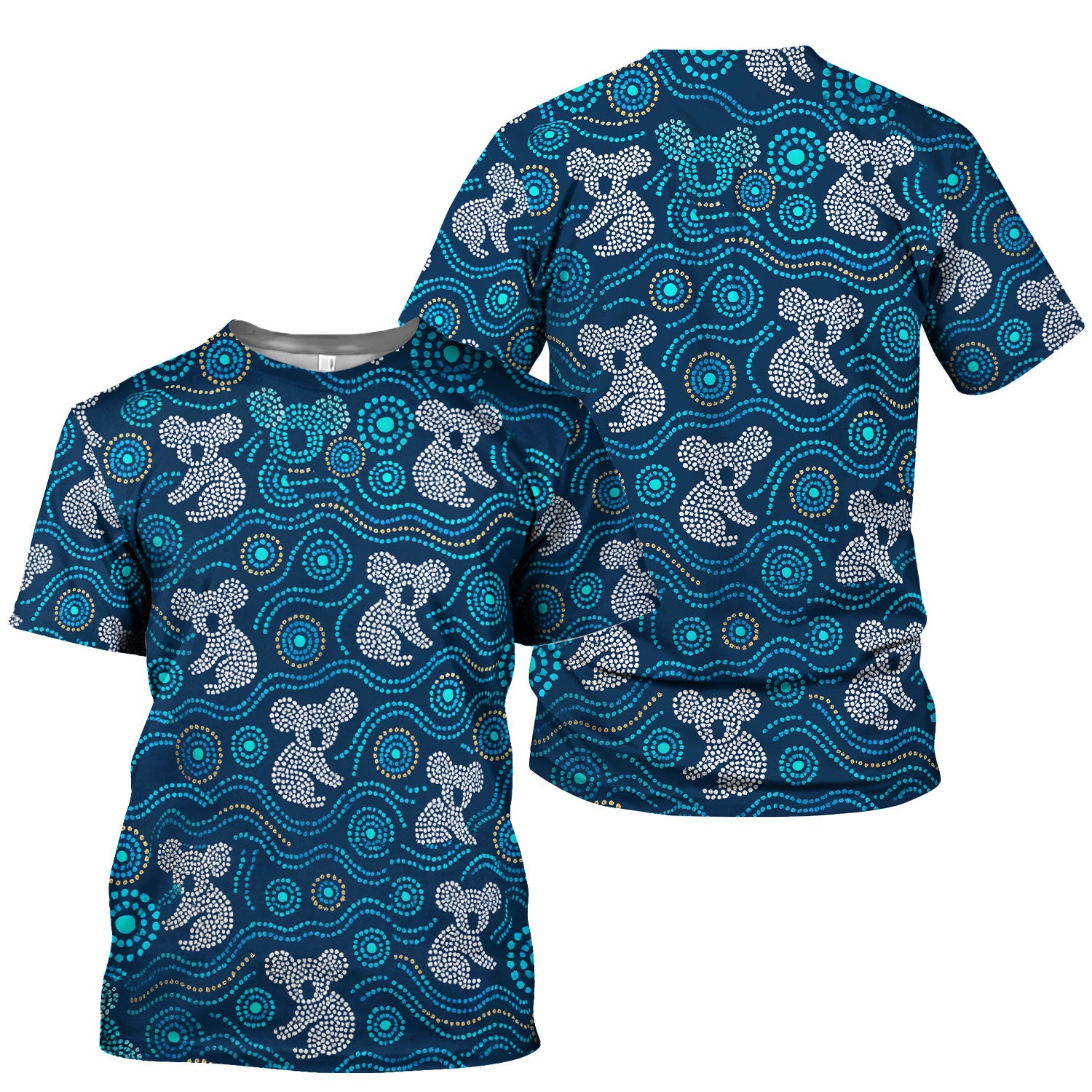 Australian Koala Aboriginal Dot Art Scrub Top, Aboriginal Pattern Shirt, Breathable Nursing Uniform