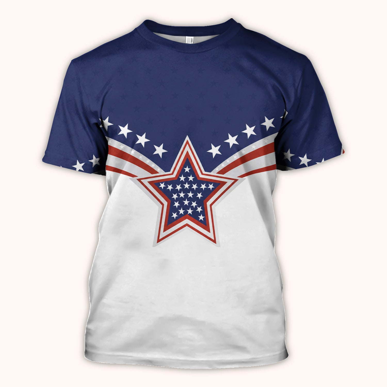 Patriotic American Flag Star Pattern Scrub Top, Comfortable Scrubs for Nurses