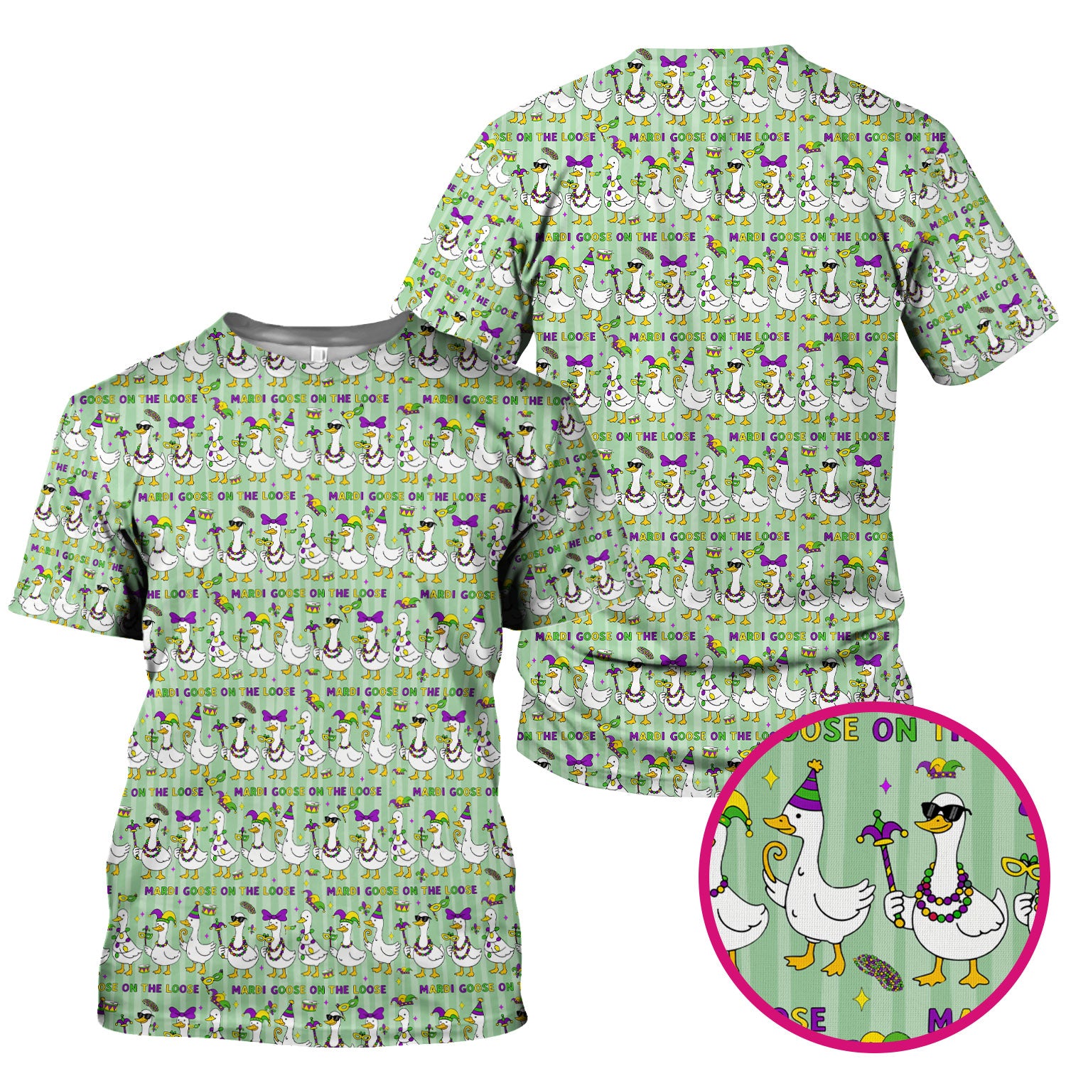 Mardi Gras Goose Nurse Scrub Top, Funny Carnival Medical Pattern Nurse Shirt, Breathable Fabrics Nursing Uniform