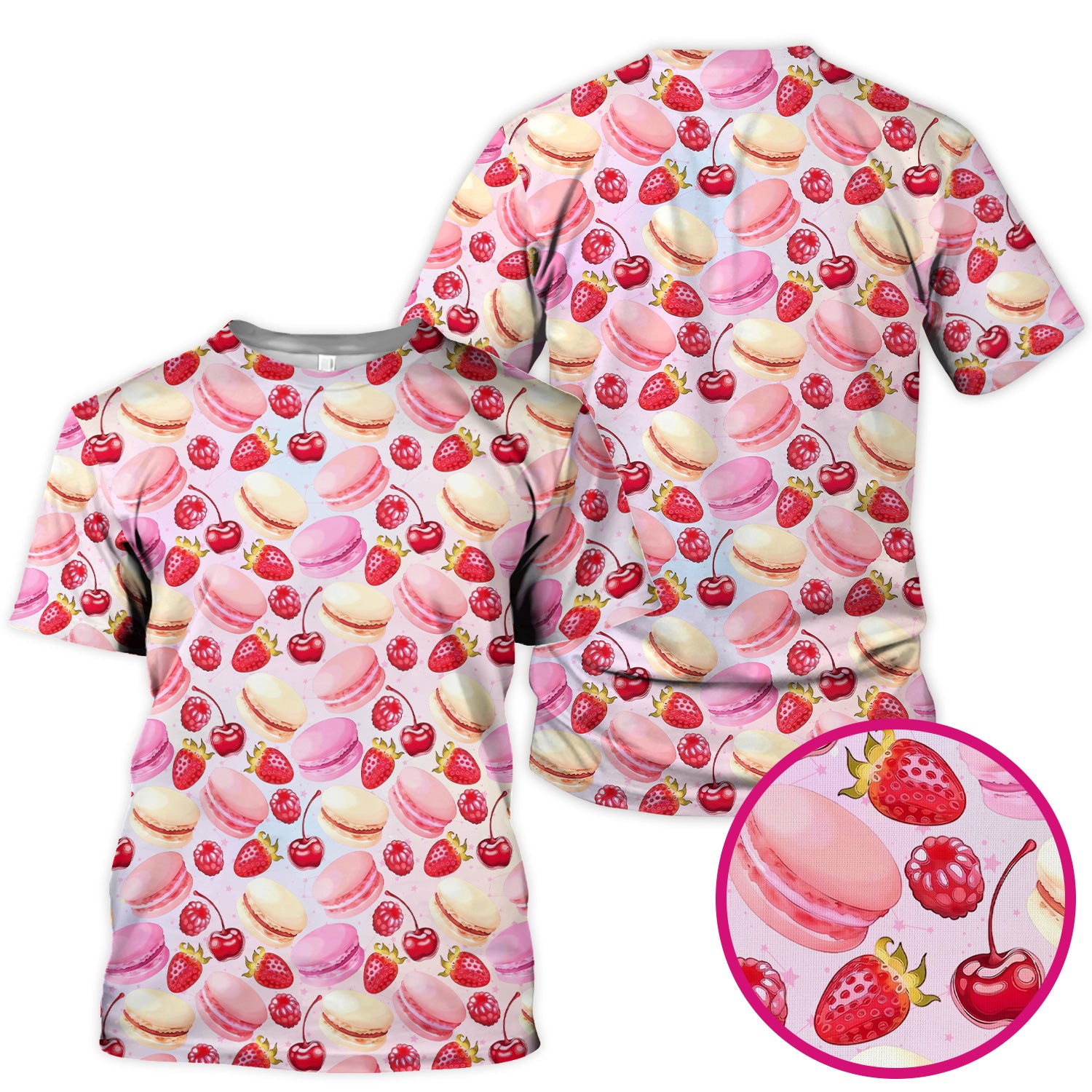Sweet Dessert Pattern Scrub Top, Breathable Fabrics Nursing Uniform