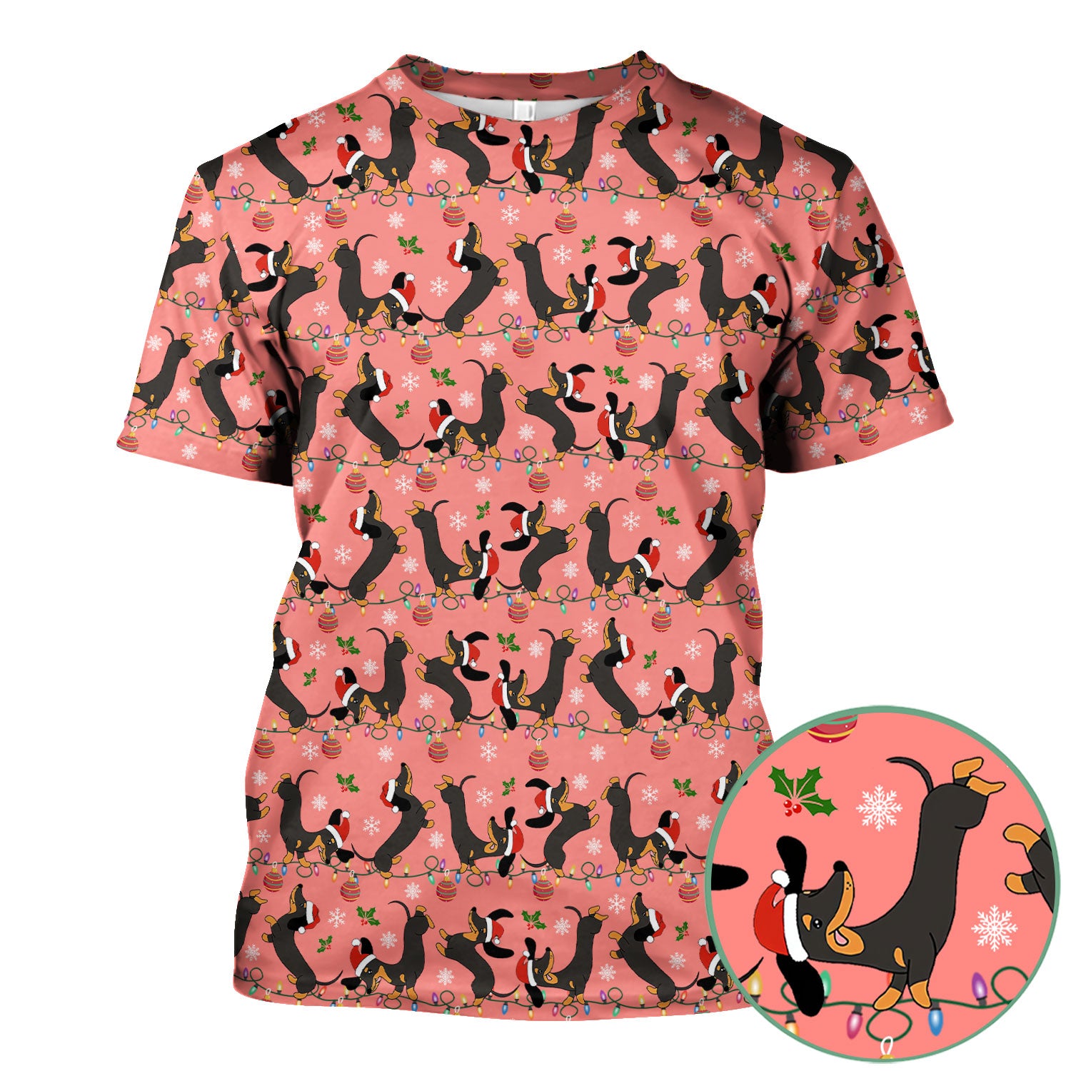 Festive Dachshund Christmas Scrub Top - Adorable Holiday Wiener Dog Nurse Shirt for Women - Cute Medical Uniform for RN CNA LPN