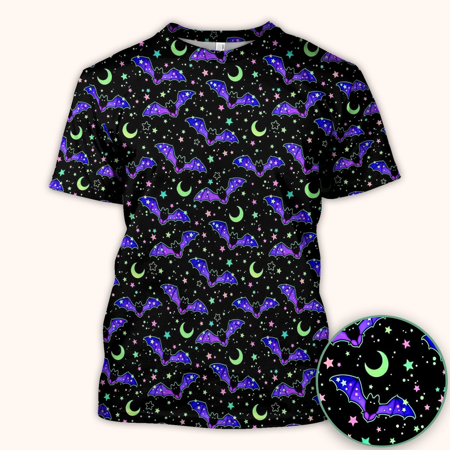 Spooky Halloween Celestial Bat Scrub Top, Comfortable Scrubs for Nurses