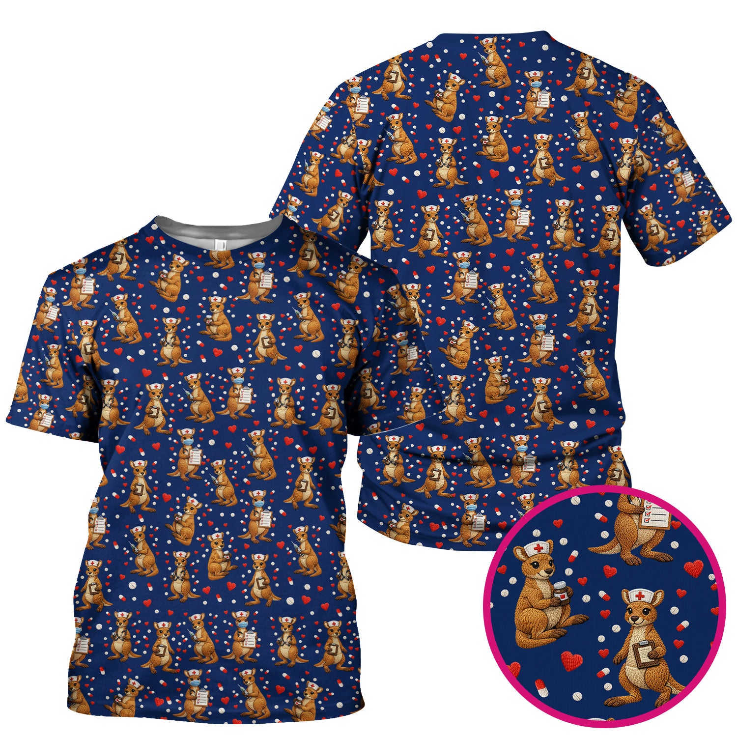Kangaroo Nurse Scrub Top, Cute Medical Uniform For Women, Comfortable Scrubs For Nurses