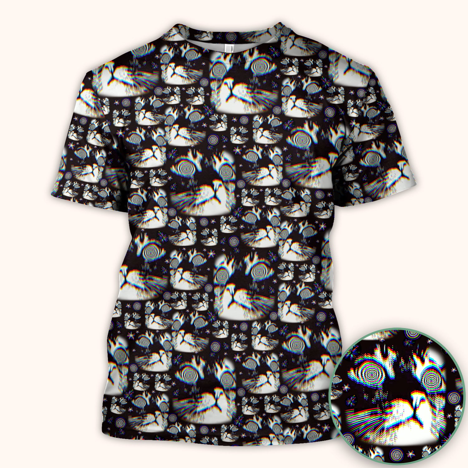 Funny Cosmic Cat Eye Spiral Pattern Scrub Top, Comfortable Scrubs for Nurses