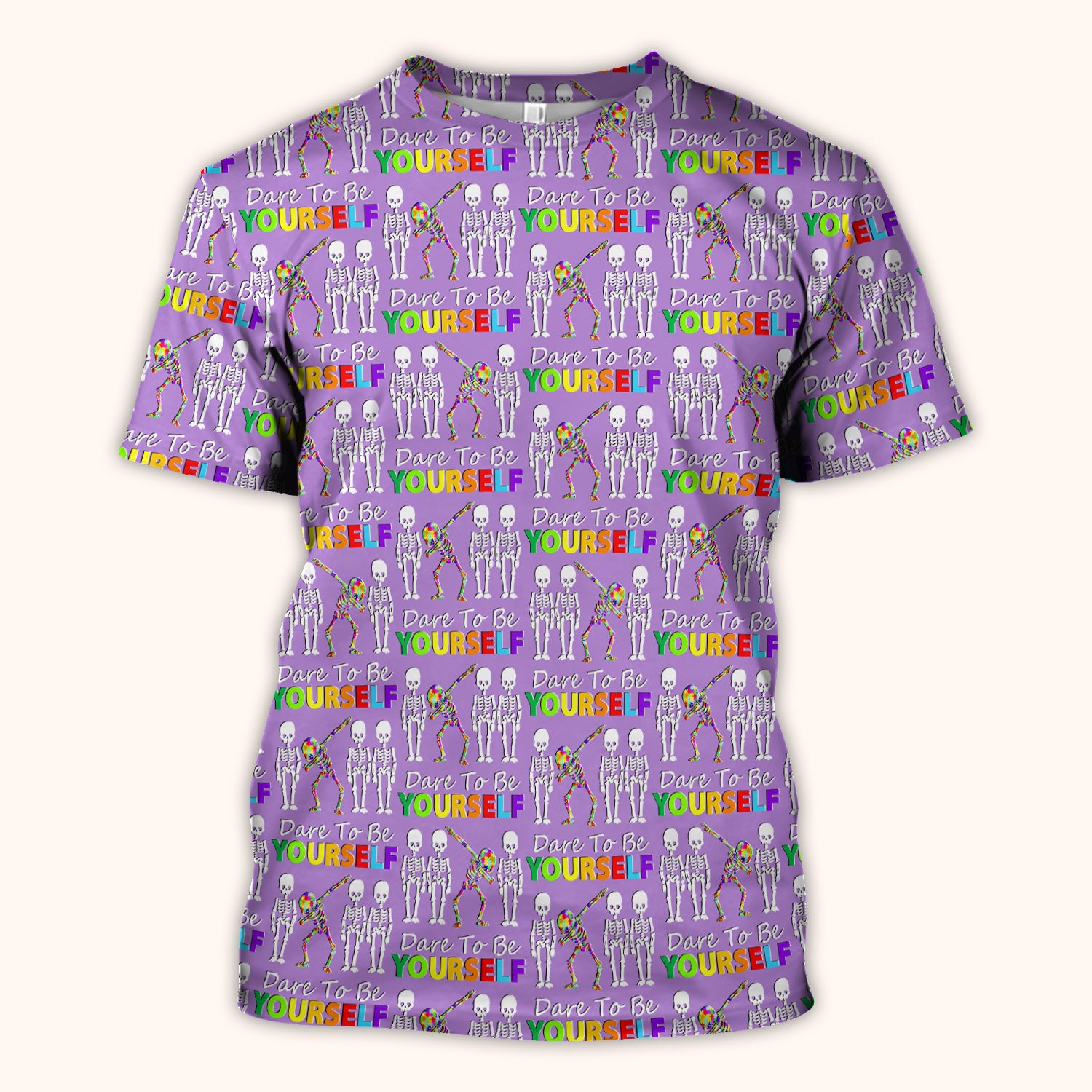 Rainbow Skeleton Dare To Be Yourself Pattern Scrubs Top, Comfortable Scrubs for Nurses