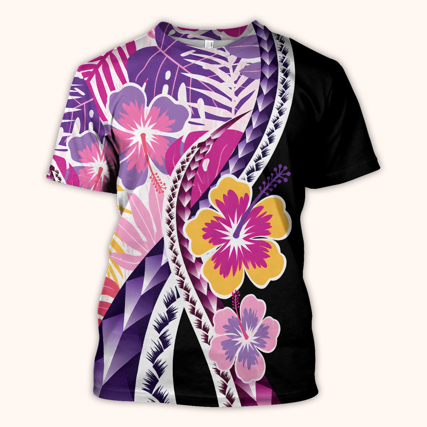 Nurse Tropical Hibiscus Leaf Pattern Scrub Top, Comfortable Scrubs for Nurses
