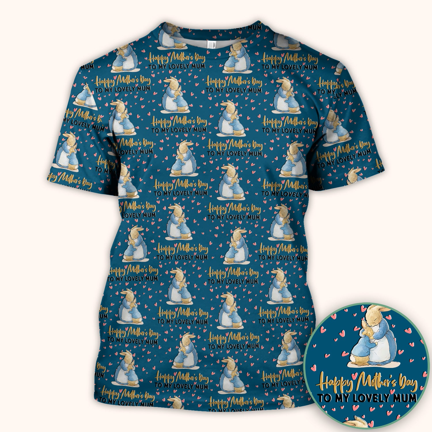Happy Mothers Day Bunny Love Pattern Scrubs Top, Comfortable Scrubs for Nurses