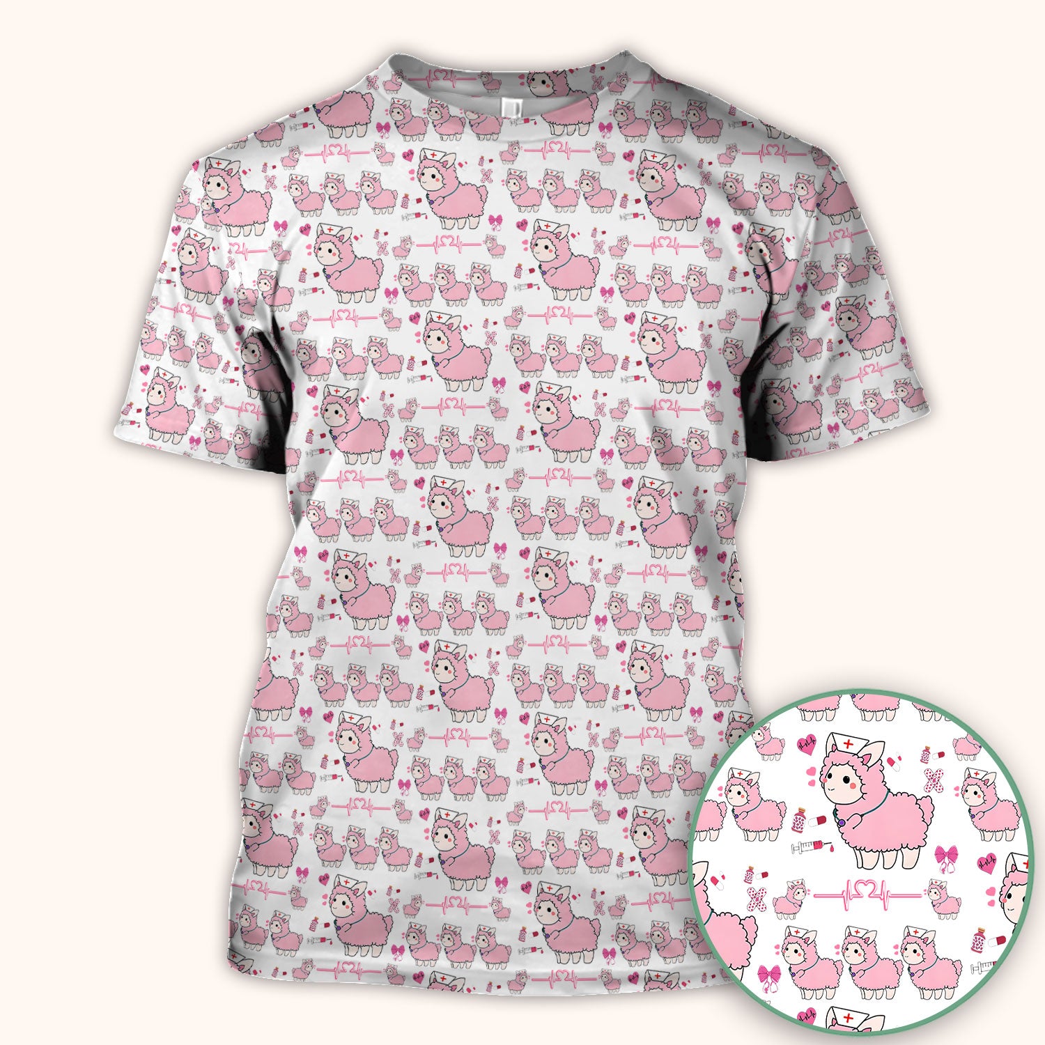 Llama Ain't Got Time For Your Drama Scrub Top, Funny Pattern Scrub Shirt, Breathable Fabrics Nursing Uniform
